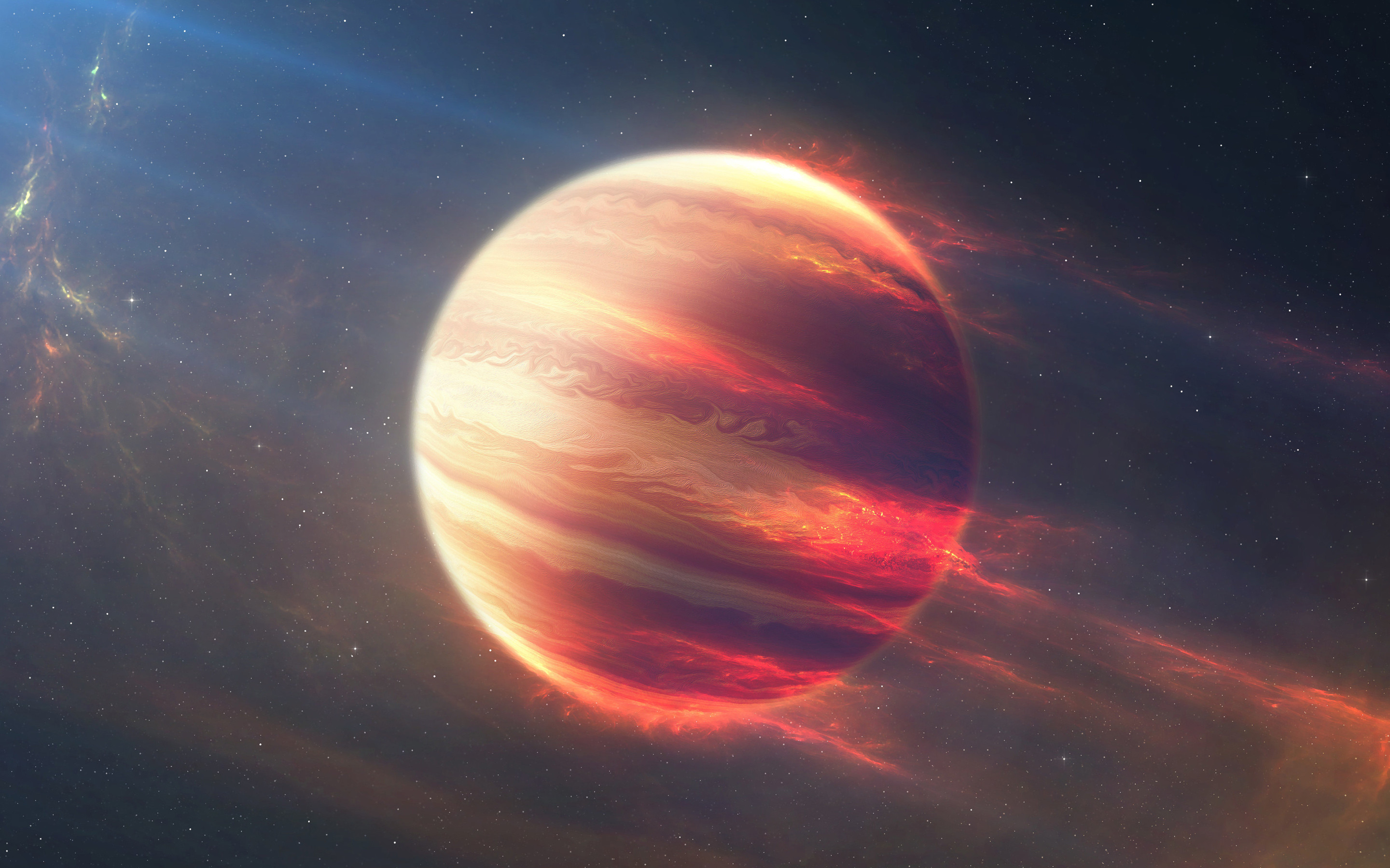 Pianeta gassoso, Rosso, Spazio, 2880x1800, sfondo per PC
