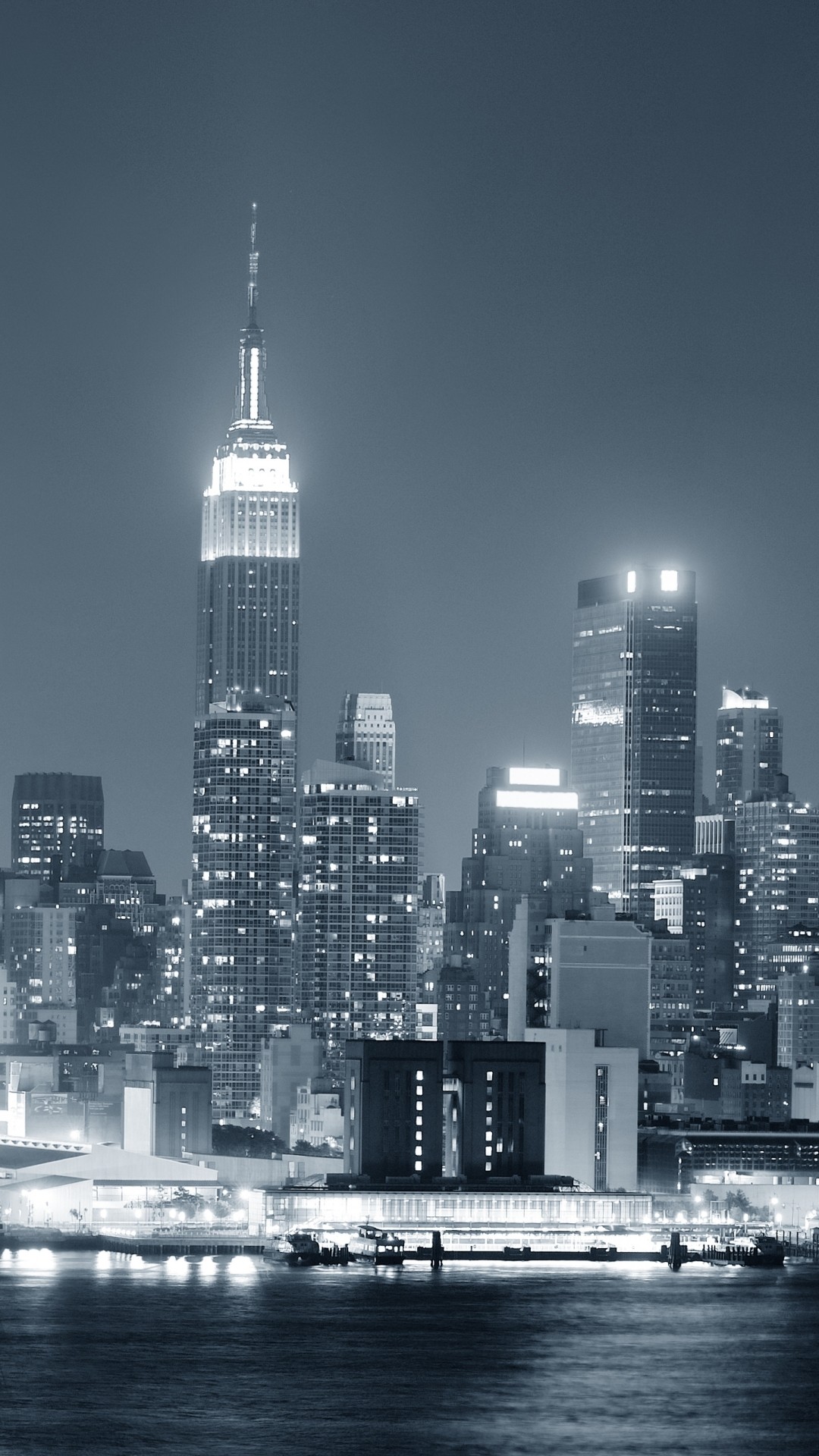 Empire State Building, New York, Notte, Bianco e nero, sfondo per iPhone 6