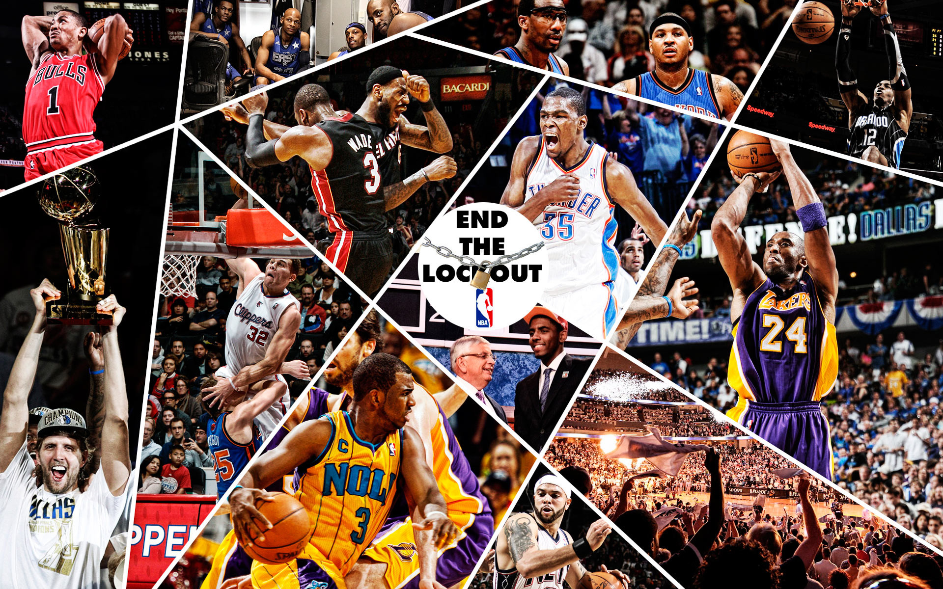 NBA, End the Lockout, Kobe Bryant, Collage, 1920x1200, sfondo per PC