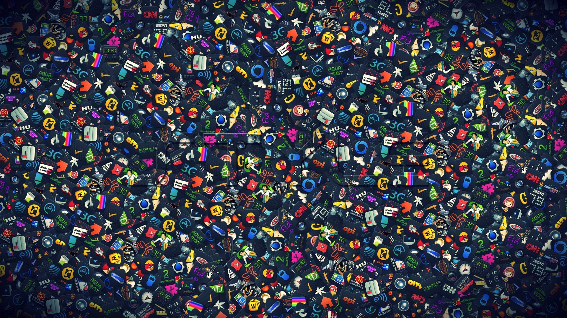 Icone, Pattern, Colori vivaci, Sfondo scuro, Full HD, wallpaper desktop