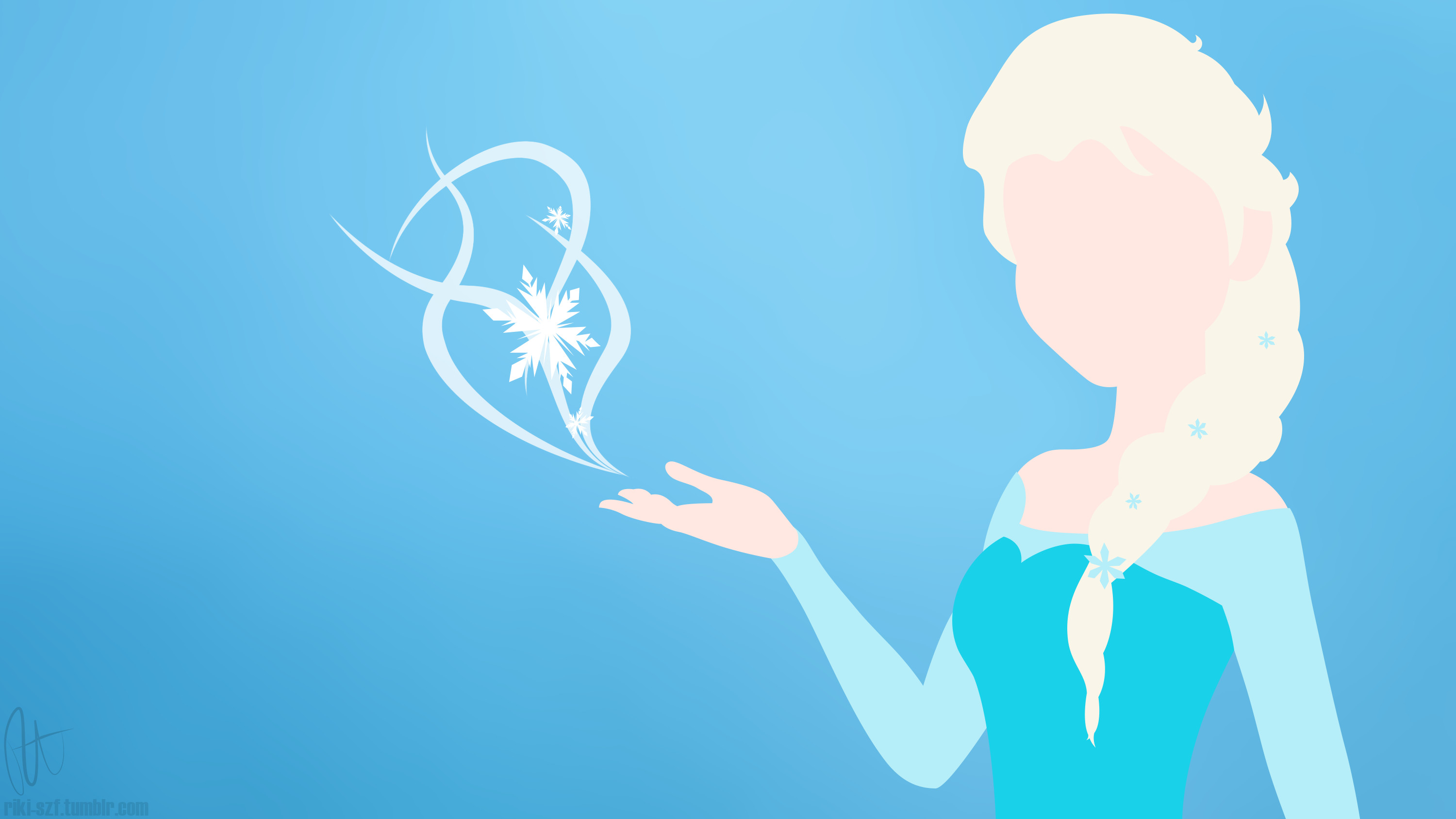 Elsa, Frozen, Disney, Silhouette, Fiocco di neve, Minimalista, Sfondo azzurro, wallpaper desktop