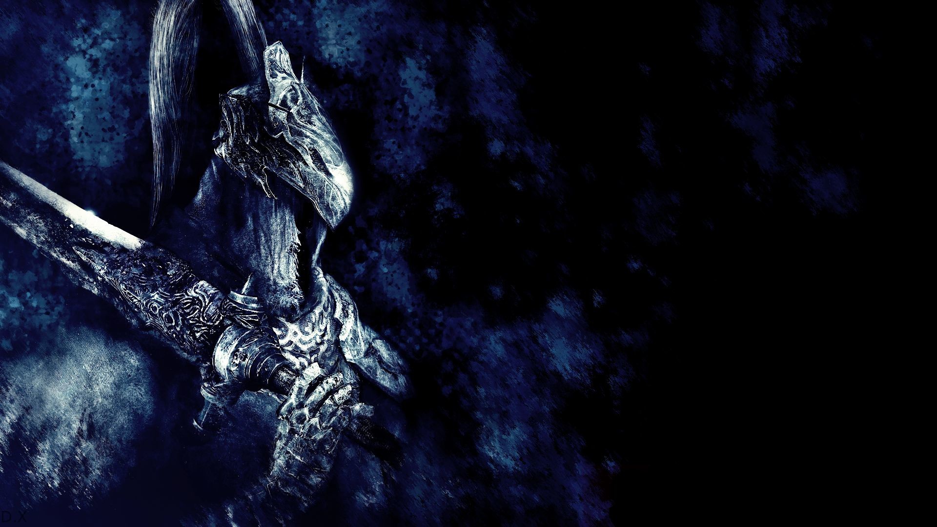 Artorias, Dark Souls, Spada, Blu scuro, Full HD, sfondo per PC e portatile