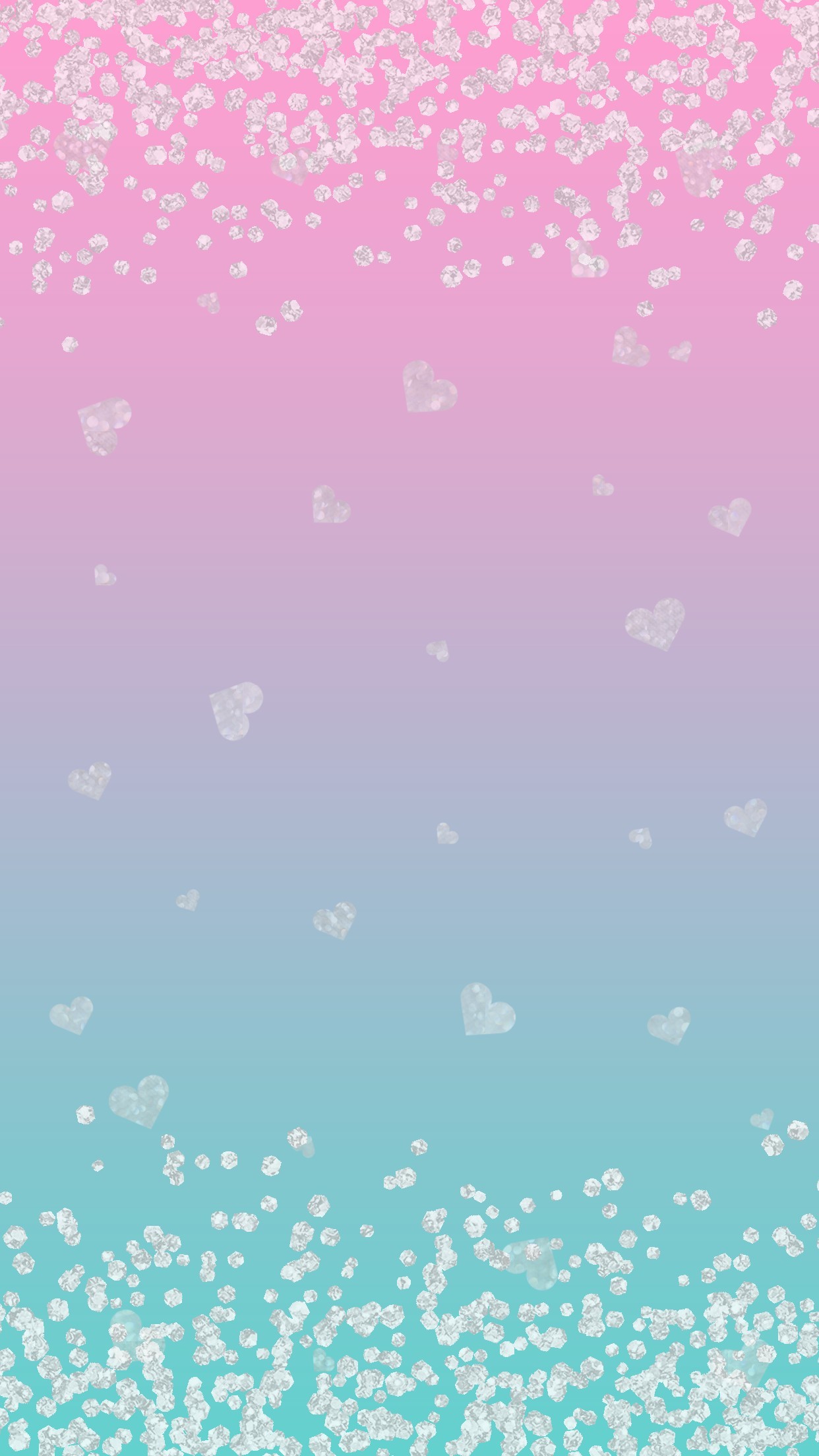 Glitter, Cuoricini, Rosa, Azzurro, Full HD, sfondo per smartphone