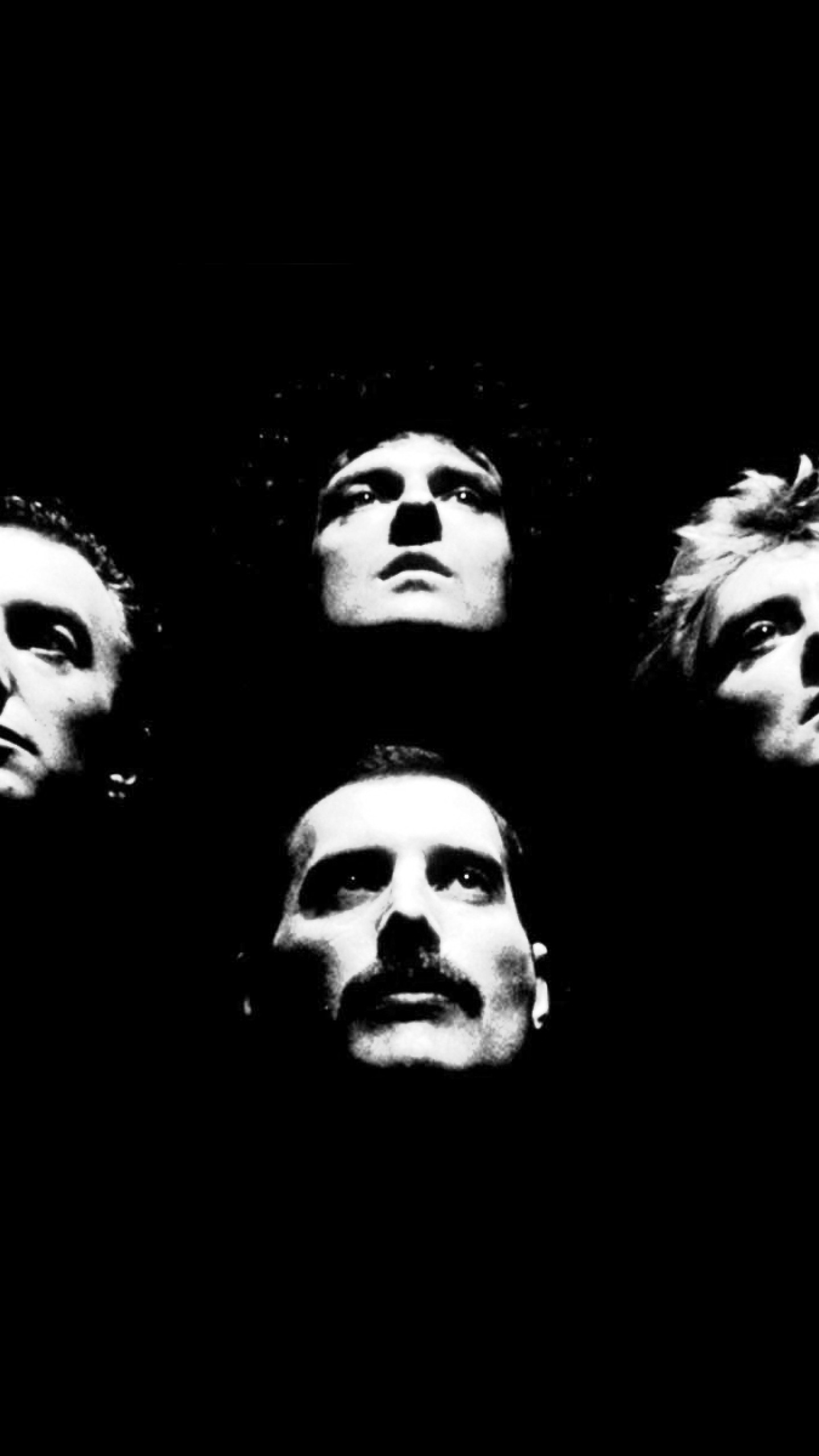 Queen, Freddie Mercury, Bohemian Rhapsody, Sfondo nero, QHD+, schermata di blocco del cellulare
