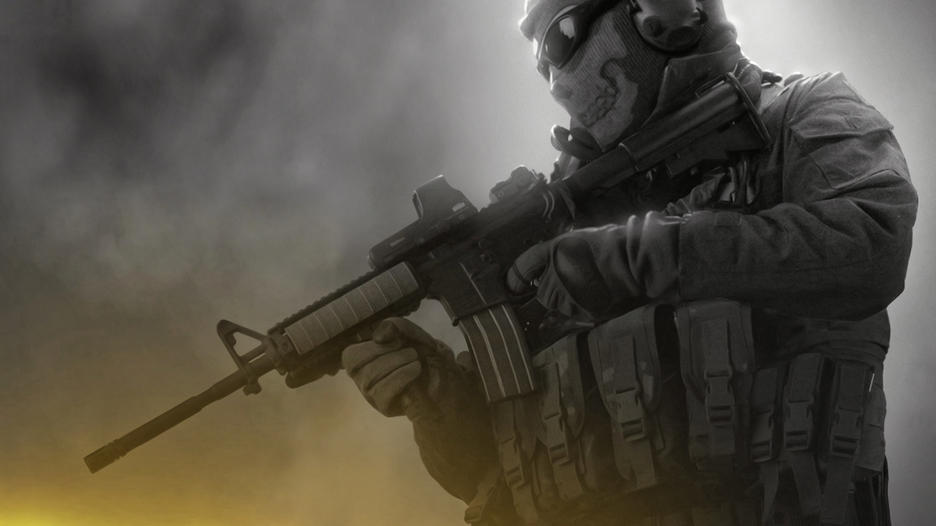 Ghost, Call of Duty: Modern Warfare 2, Passamontagna teschio, Fucile, sfondo Full HD per portatile