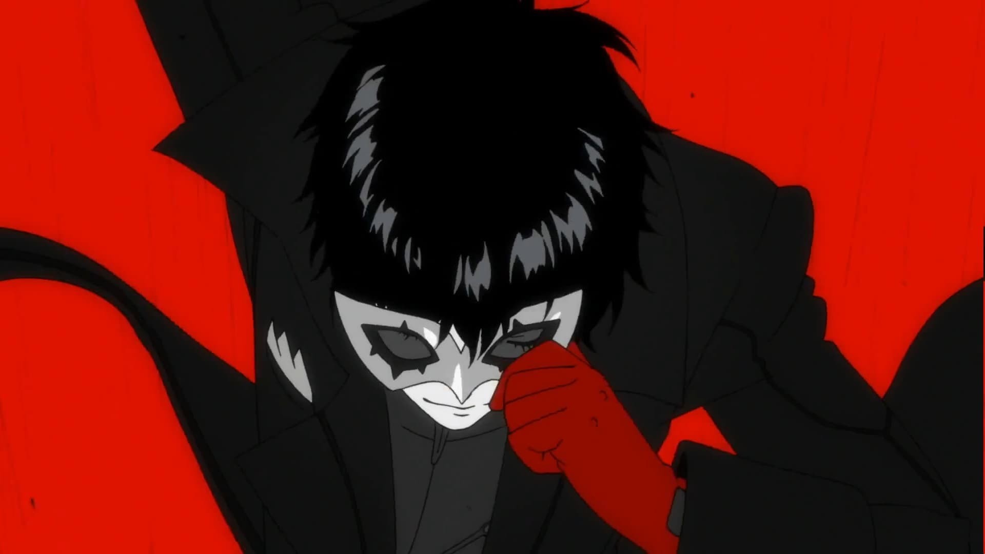Joker, Persona 5, Maschera, Rosso e nero, 1920x1080, immagine di sfondo