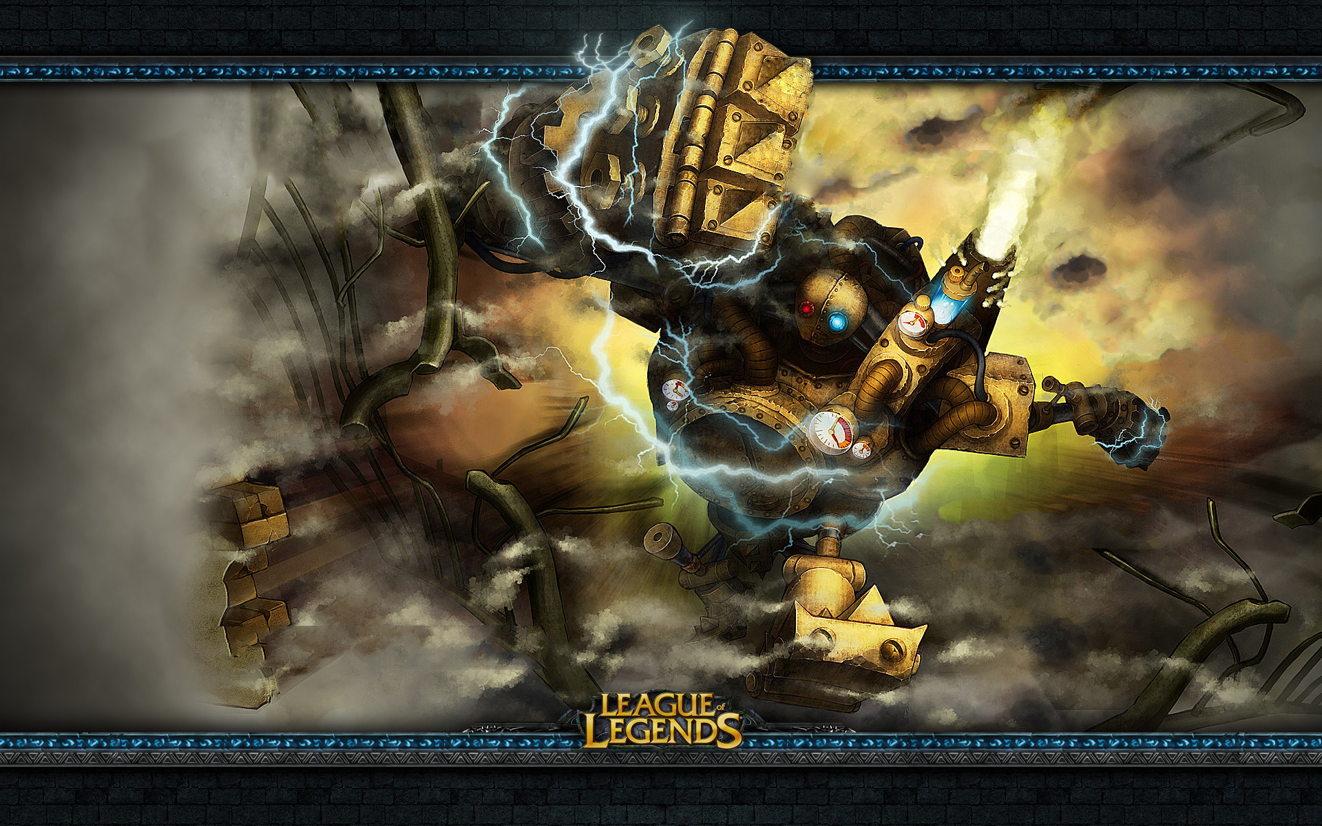 Blitzcrank, League of Legends, Fulmini, Oro, 16:10 Full HD, sfondo widescreen