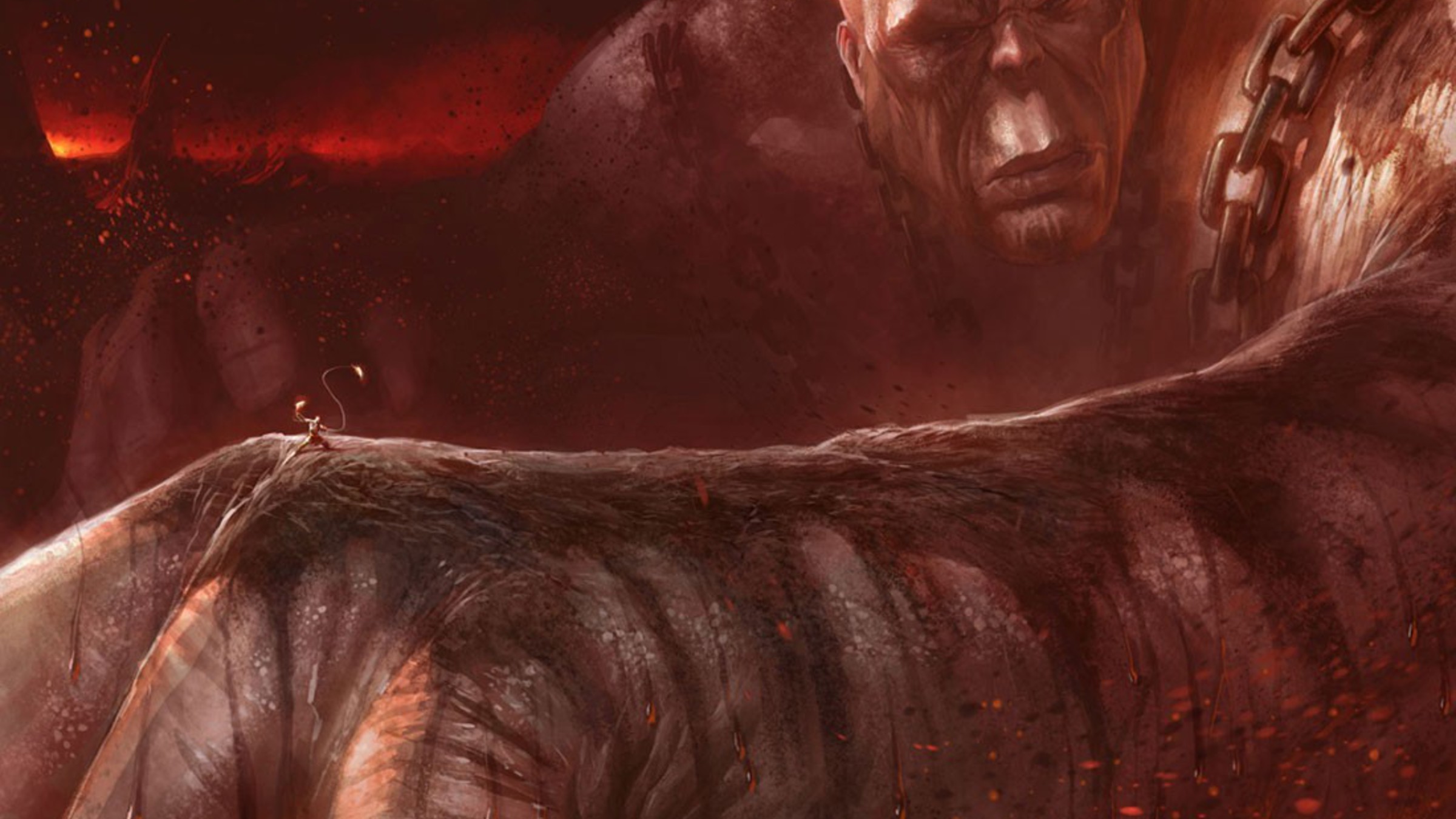 Kratos, God of War III, Cronos, Titano, Toni rossi, Full HD, sfondo per PC e portatile