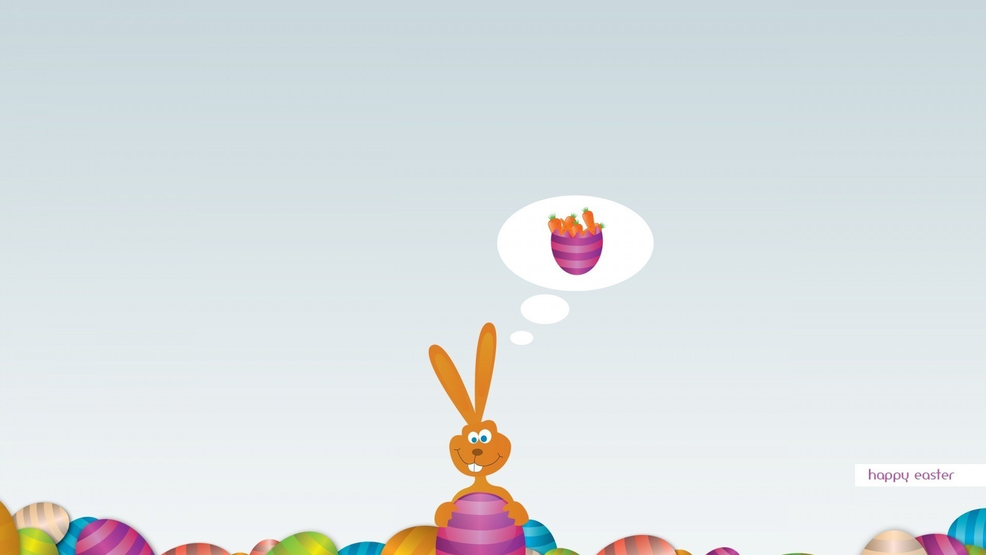 Happy Easter, Coniglietto, Uova, Minimalismo, 1920x1080, sfondo per PC