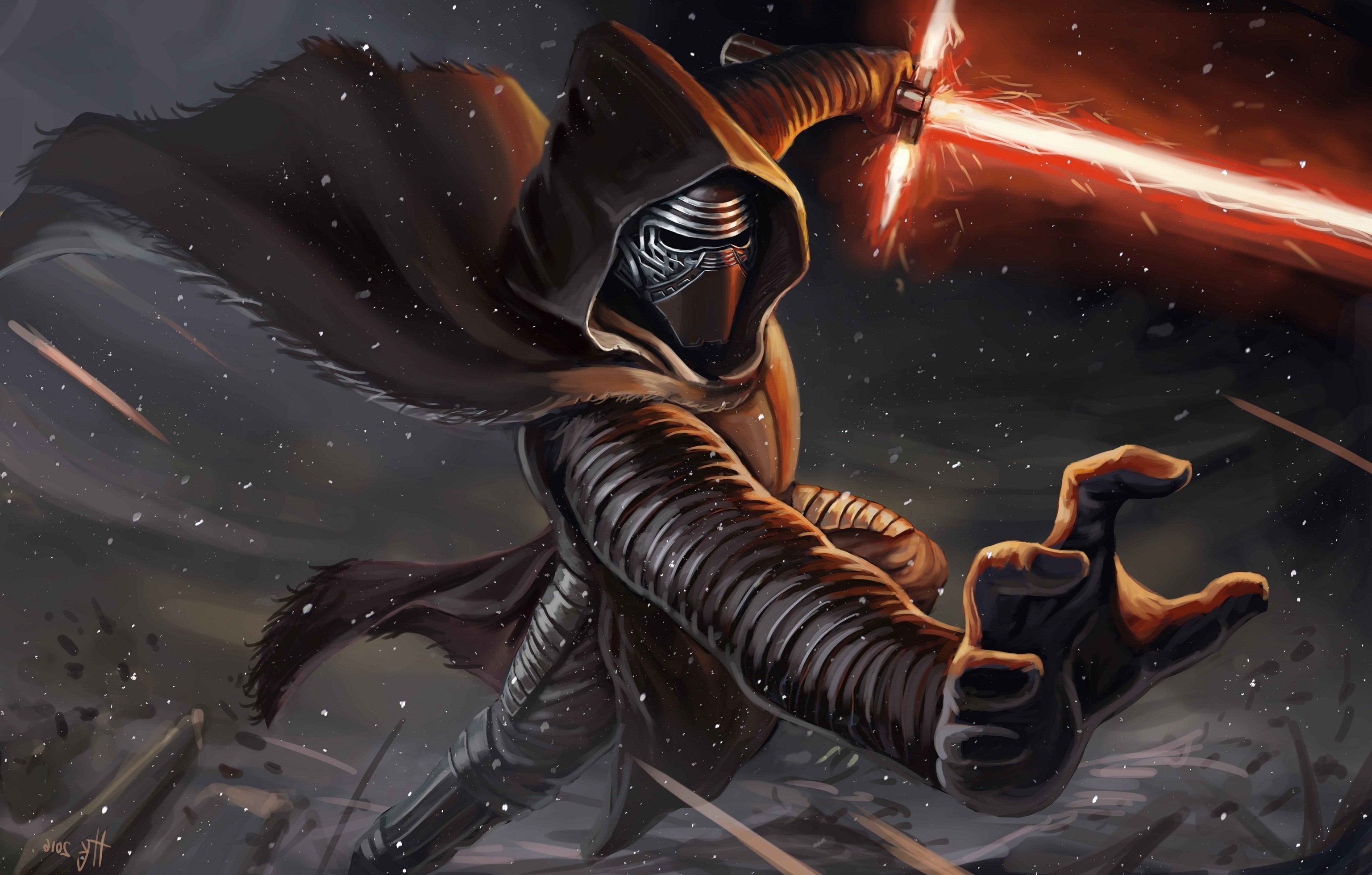 Kylo Ren, Star Wars, Spada laser, Illustrazione, 2K, sfondo per PC