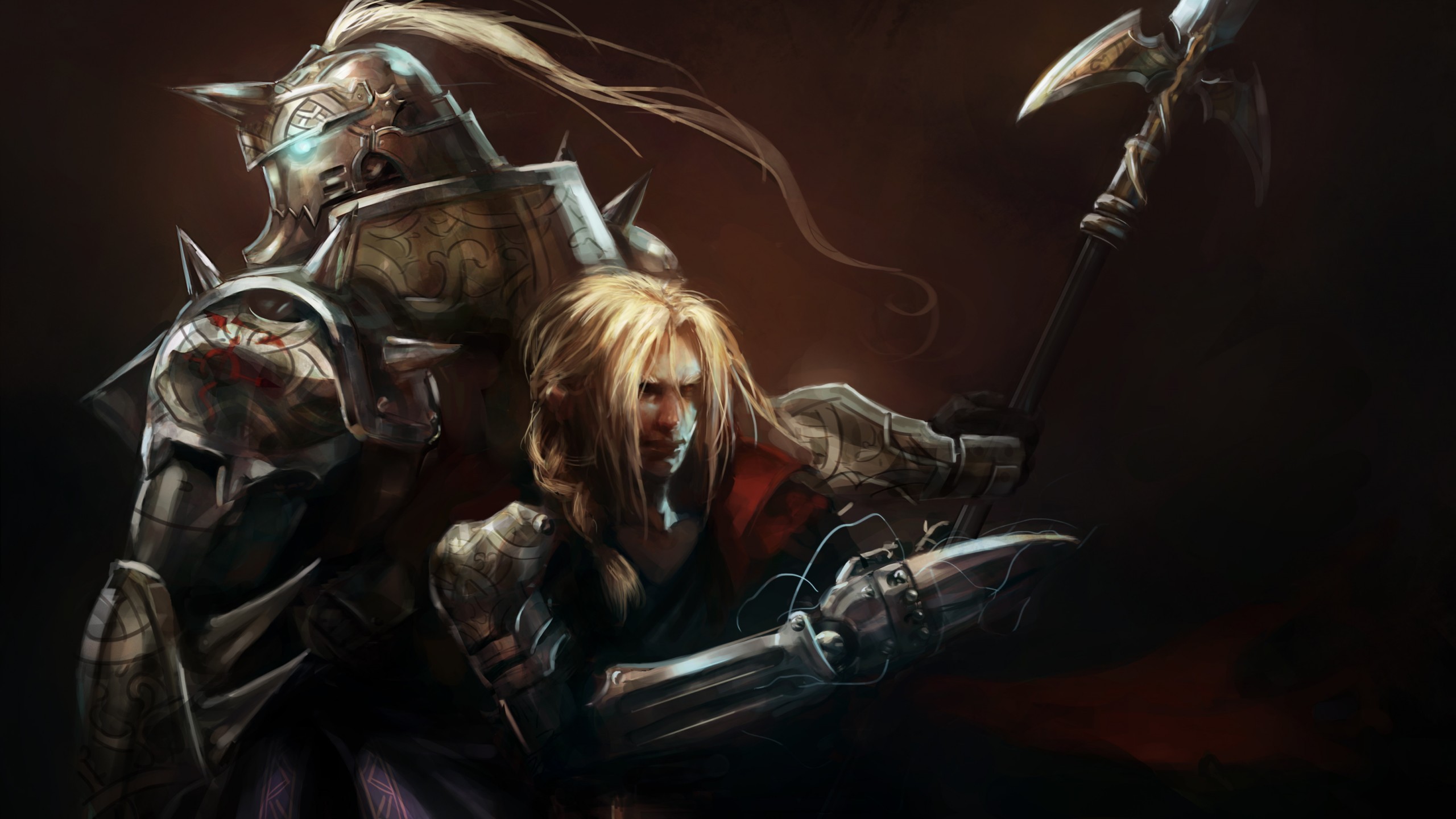 Edward Elric, Alphonse Elric, Fullmetal Alchemist: Brotherhood, Armatura, sfondo 2560x1440 per PC