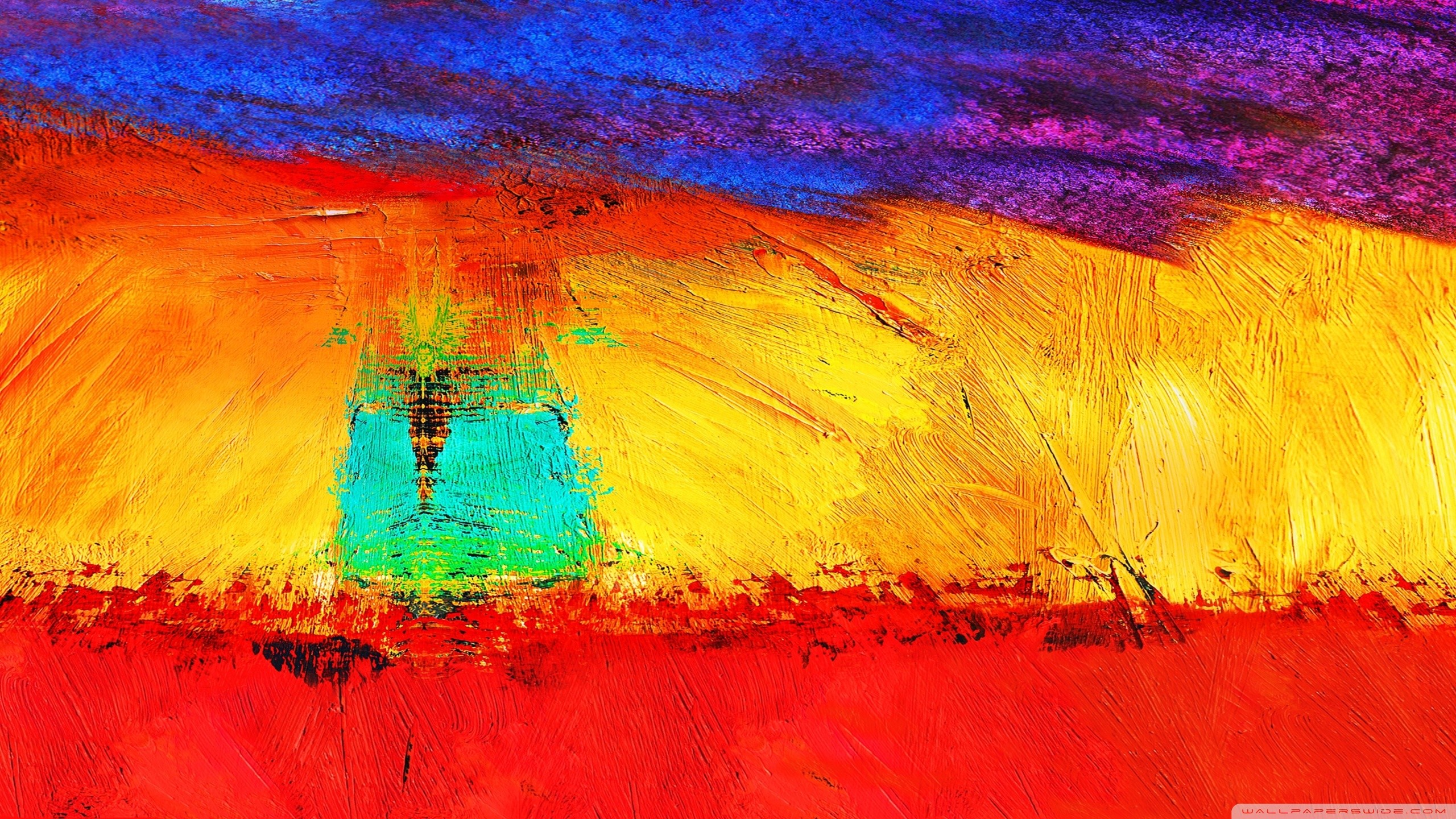 Samsung Galaxy Note 3, Pittura astratta, Pennellate, Rosso e giallo, sfondo 2K per computer