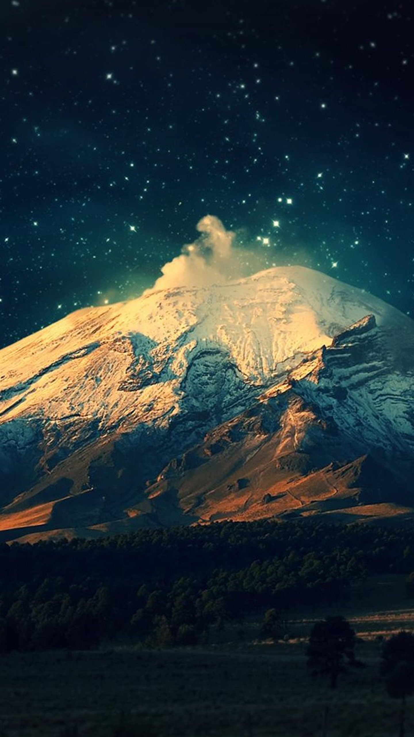 Google Pixel, Vulcano, Cielo stellato, Notte, QHD+, wallpaper per smartphone