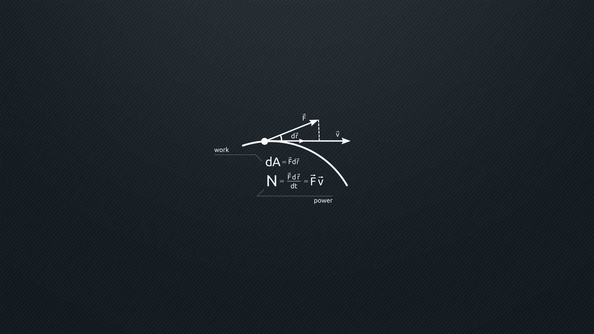 Fisica, Formule, Lavoro e potenza, Sfondo scuro, Full HD, wallpaper per computer