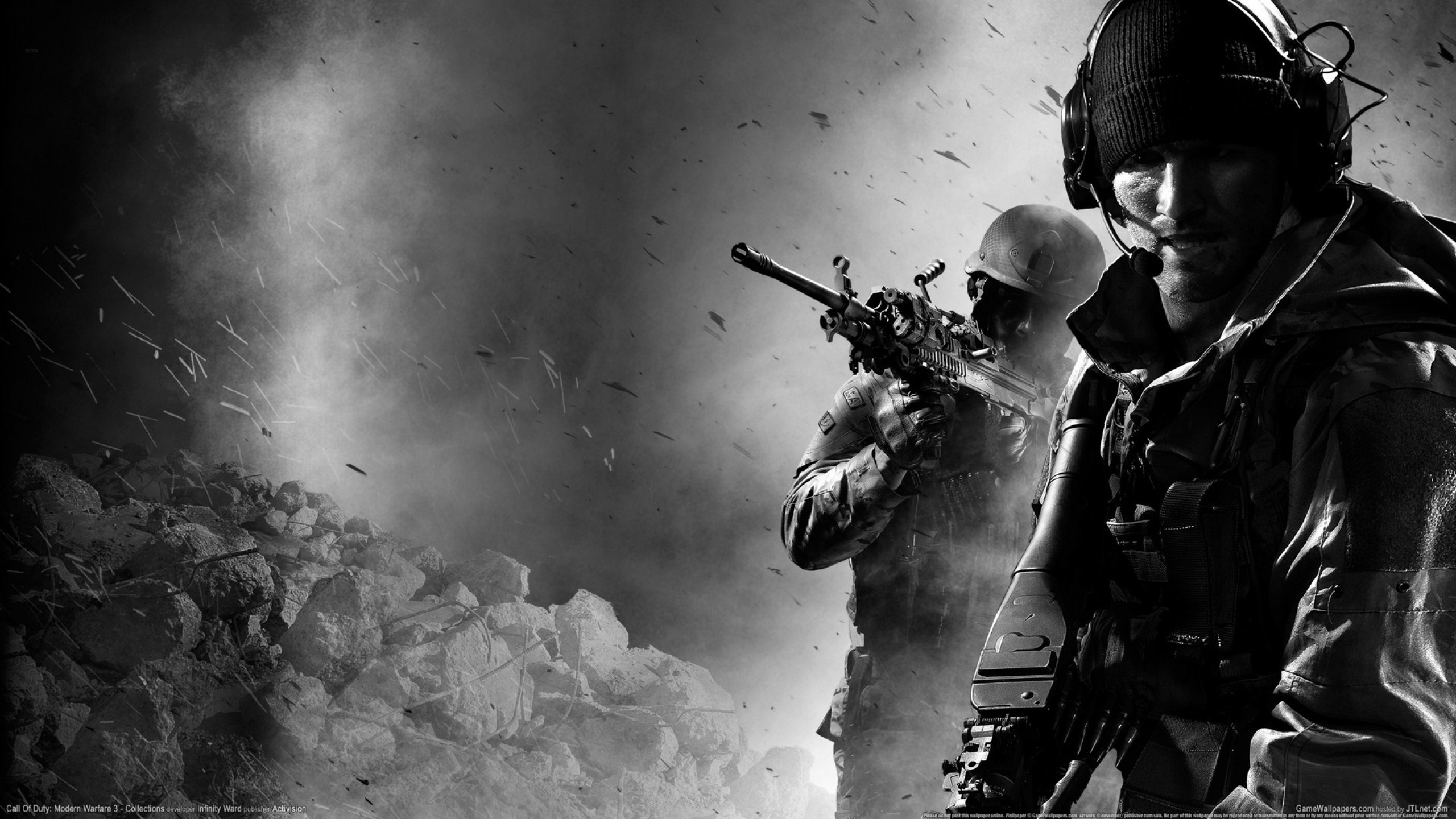 Call of Duty: Modern Warfare 3, Call of Duty, Soldati, Bianco e nero, Fumo, sfondo 16:9 2K
