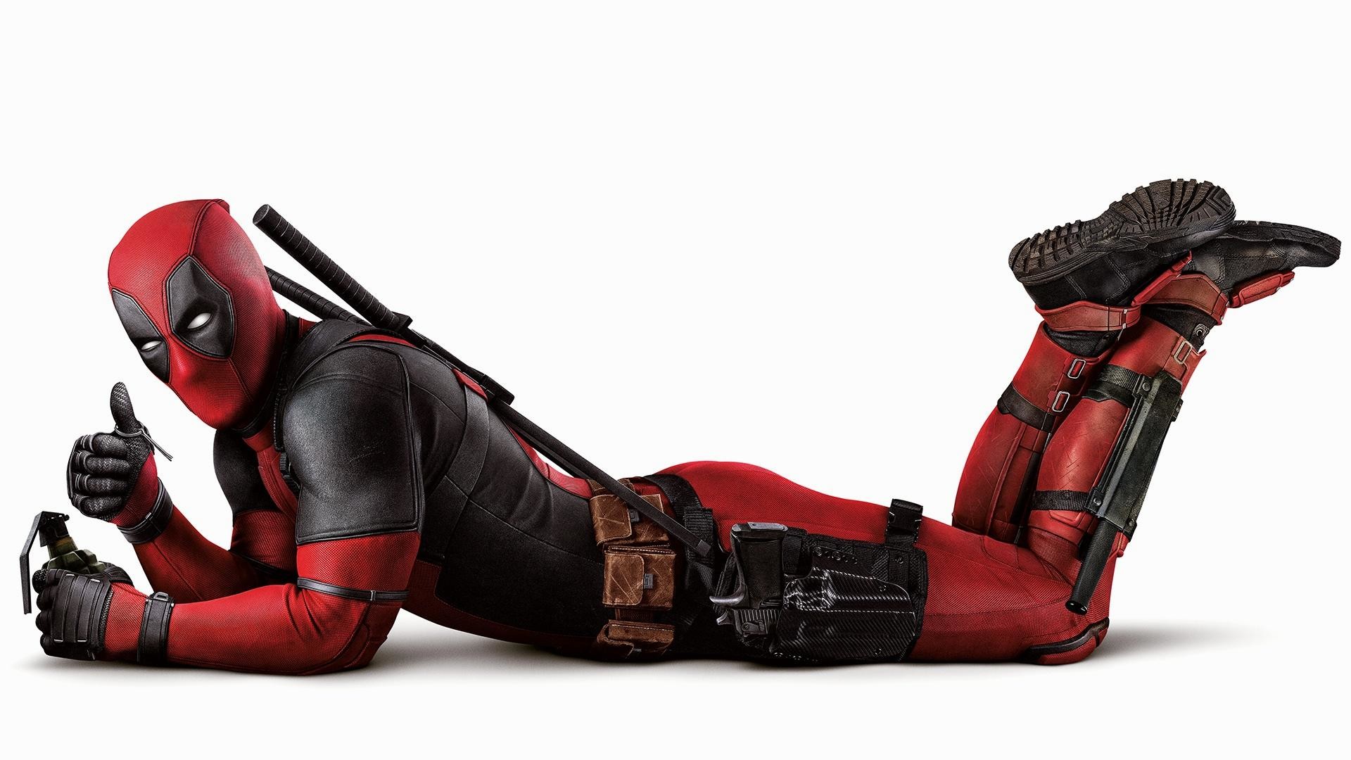 Deadpool, Ryan Reynolds, Pollice alzato, Sfondo bianco, Full HD, wallpaper desktop