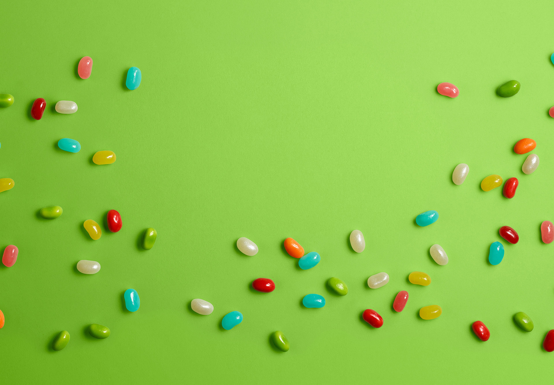 Caramelle gommose, Jelly beans, Sfondo verde, Colorato, Dolci, Full HD, wallpaper desktop