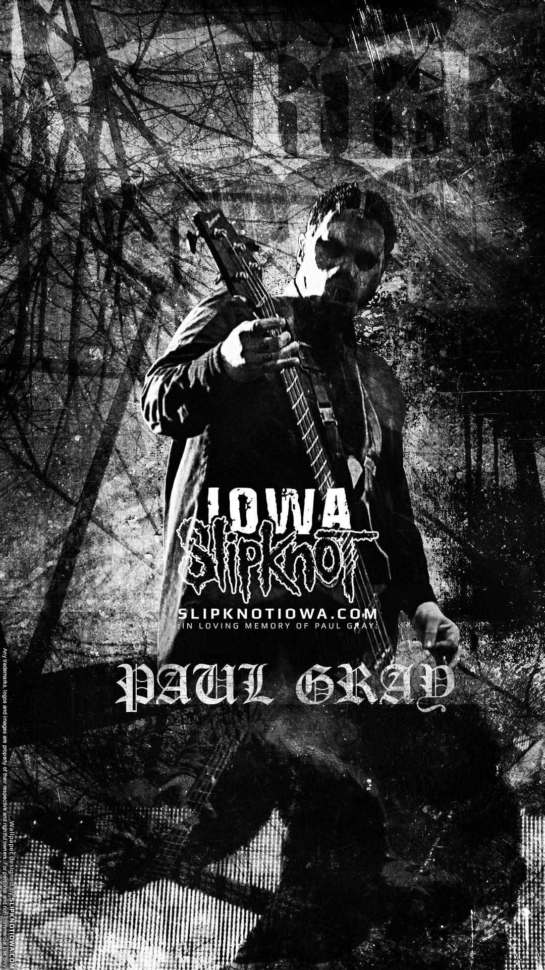 Paul Gray, Slipknot, Iowa, Tributo, Bianco e nero, Full HD, schermata di blocco del cellulare