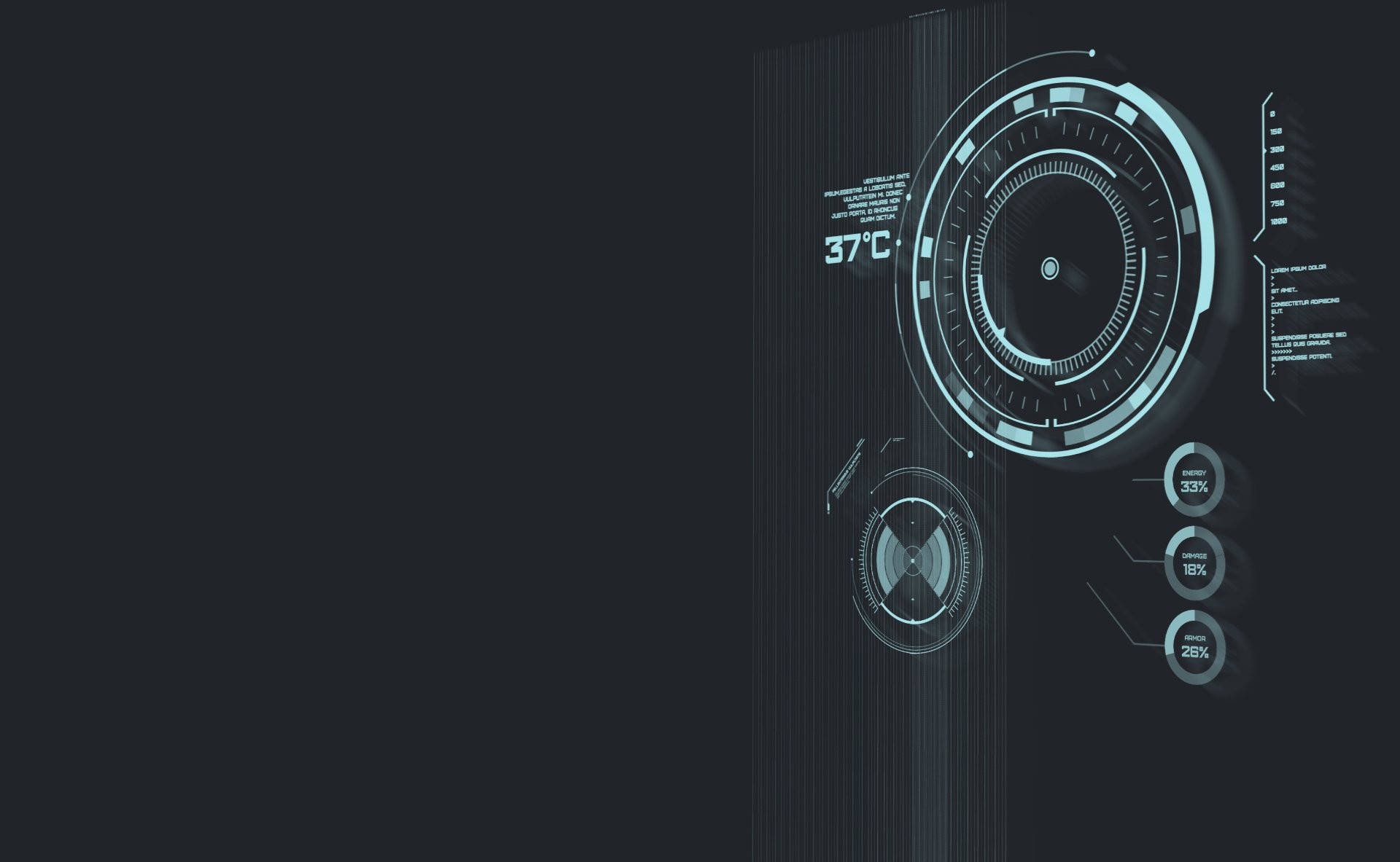 Interfaccia HUD, Futuristico, Sfondo grigio, Full HD, wallpaper per computer