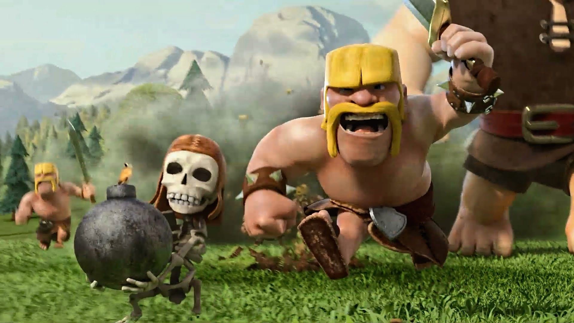 Barbaro, Spaccamuro, Clash of Clans, Bomba, Montagne, 16:9 Full HD, sfondo widescreen