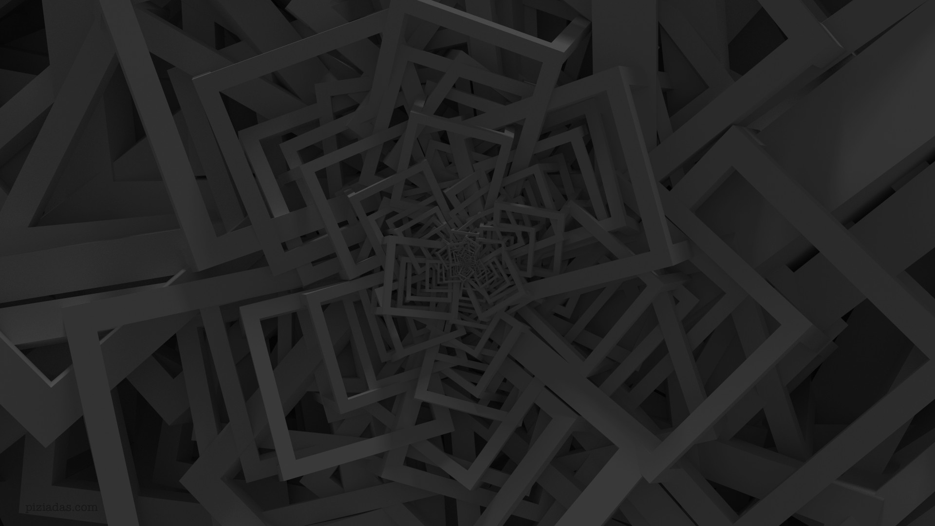 Quadrati, Spirale, Arte 3D, Grigio scuro, Full HD, sfondo per PC