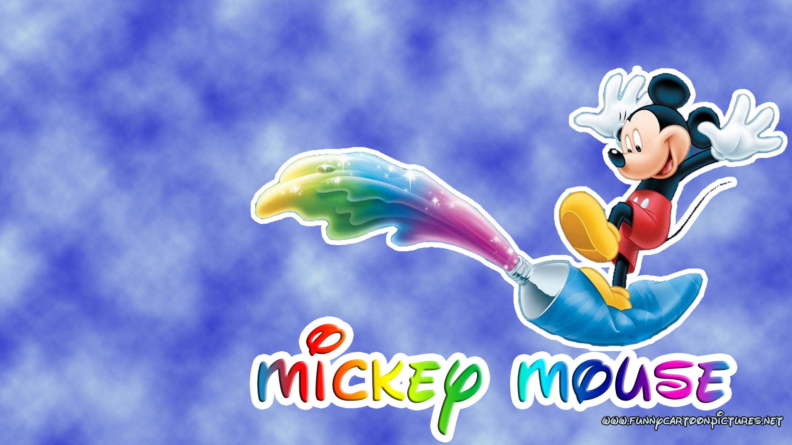 Topolino, Mickey Mouse, Pennello, Arcobaleno, 2K, sfondo per portatile