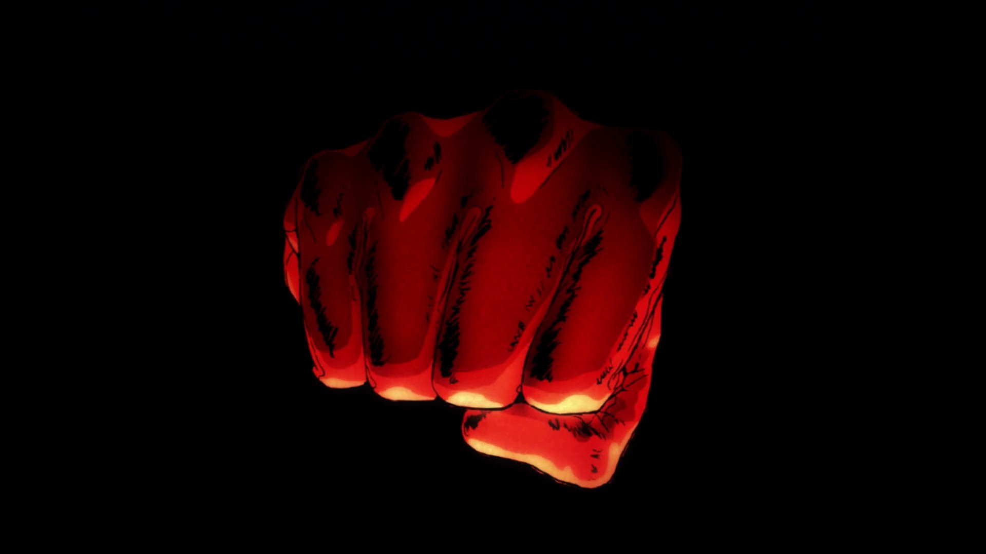 Saitama, One Punch Man, Pugno, Guanto rosso, Sfondo nero, Full HD, wallpaper per portatile