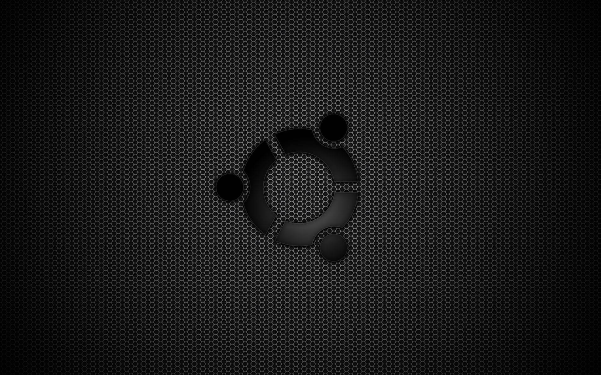 Ubuntu, Logo, Texture a nido d'ape, Sfondo nero, wallpaper Linux