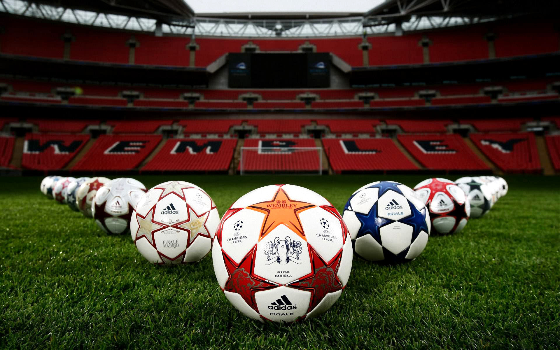 Stadio di Wembley, Palloni Champions League, Adidas Finale, Erba, sfondo MacBook Pro