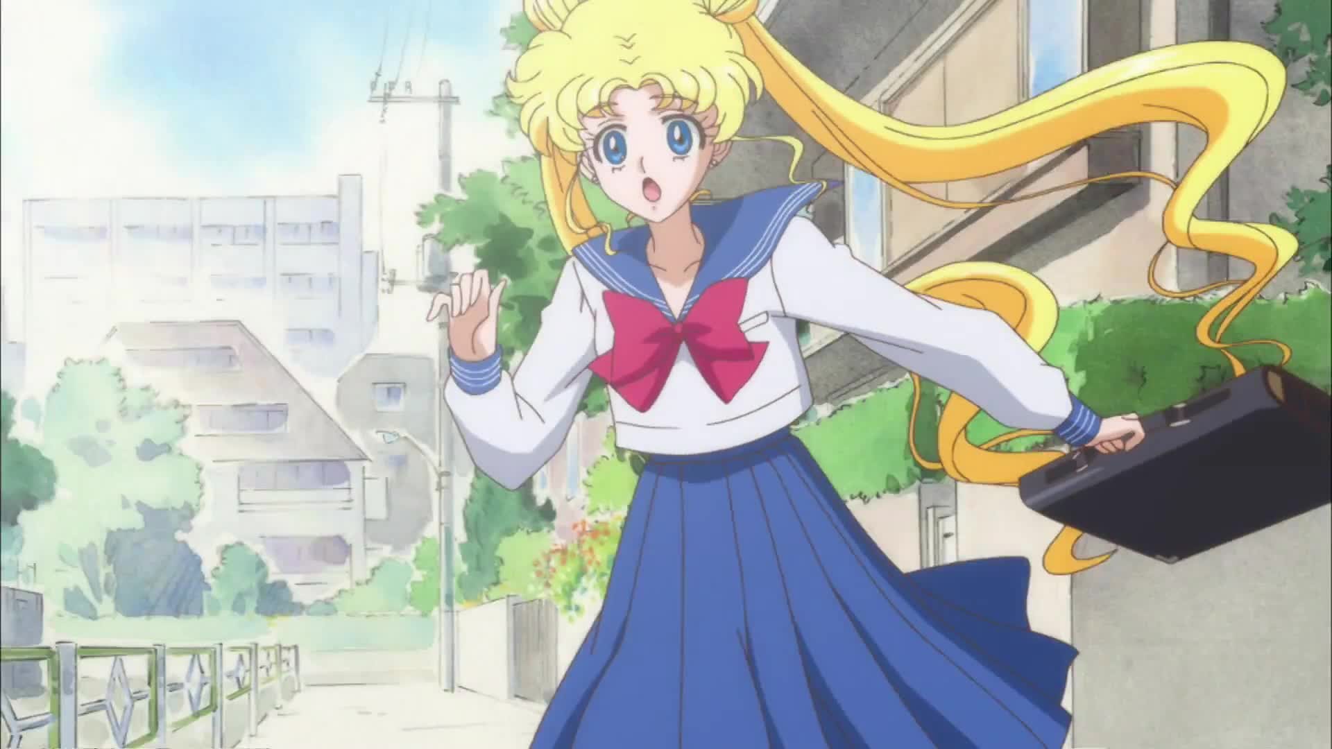 Usagi Tsukino, Sailor Moon Crystal, Uniforme scolastica, Città, 1920x1080, wallpaper desktop