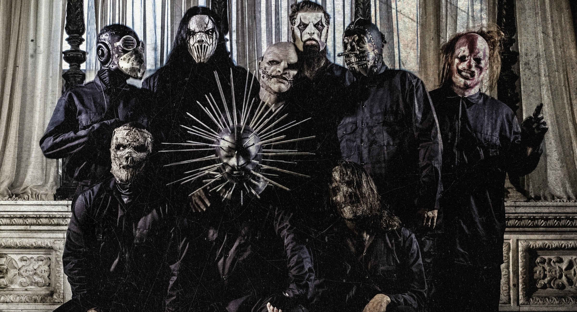 Slipknot, .5: The Gray Chapter, Foto di gruppo, Maschere, Full HD, sfondo per PC e portatile