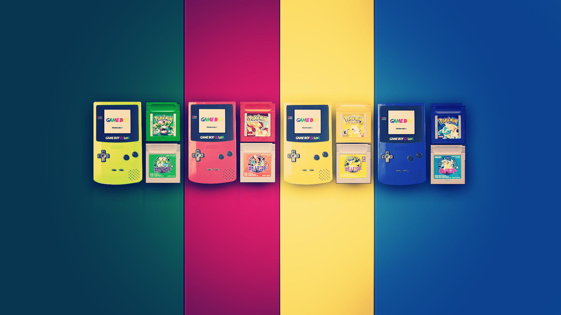 Game Boy Color, Pokémon, Nintendo, Strisce colorate, Retro gaming, sfondo Full HD per PC