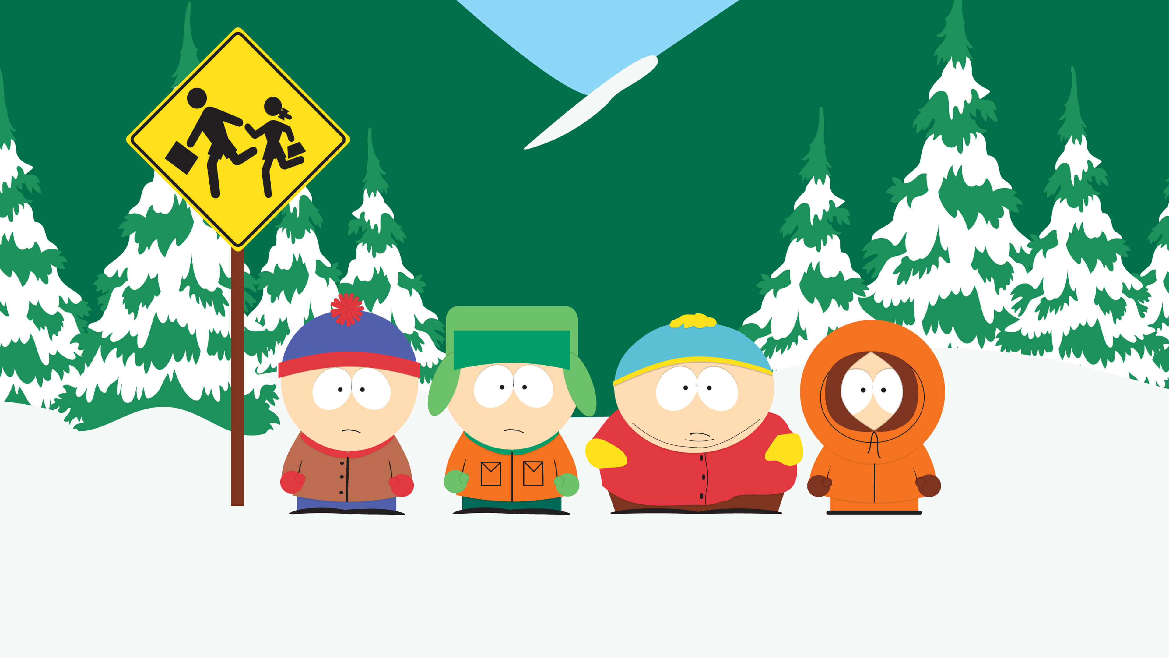 South Park, Stan Marsh, Kyle Broflovski, Eric Cartman, Kenny McCormick, Neve, 4K UHD