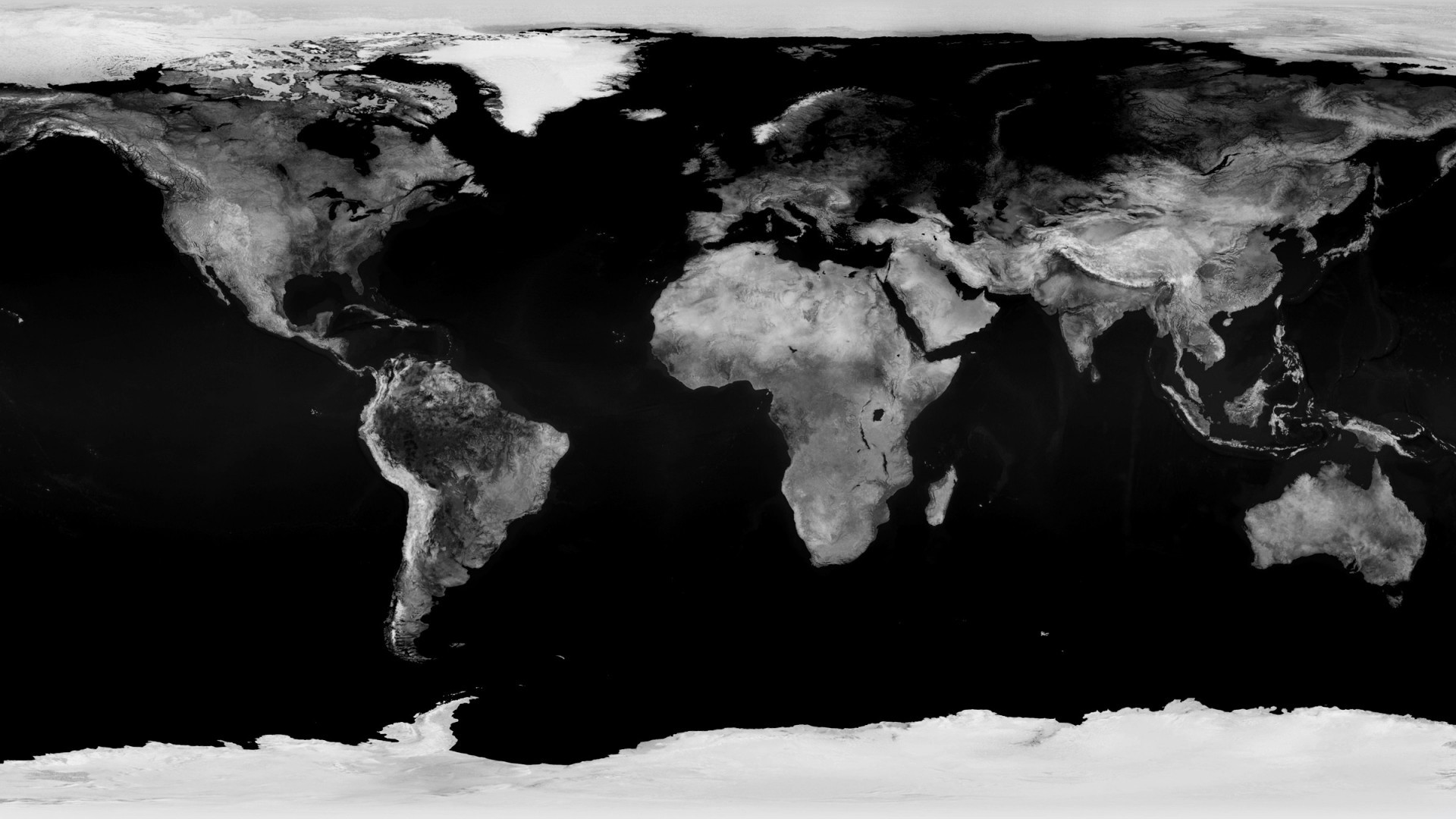 Mappa satellitare, Bianco e nero, Rilievo, Full HD, sfondo Windows 11