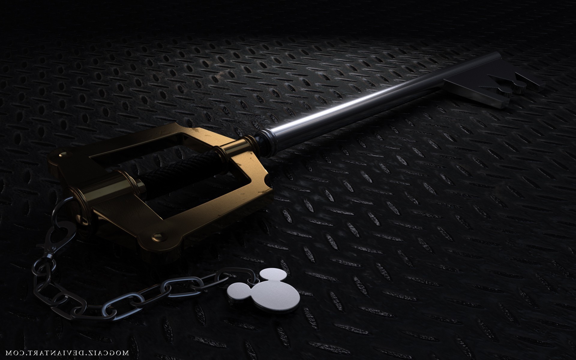 Keyblade, Catena Regale, Kingdom Hearts, Portachiavi Topolino, Sfondo scuro, wallpaper desktop