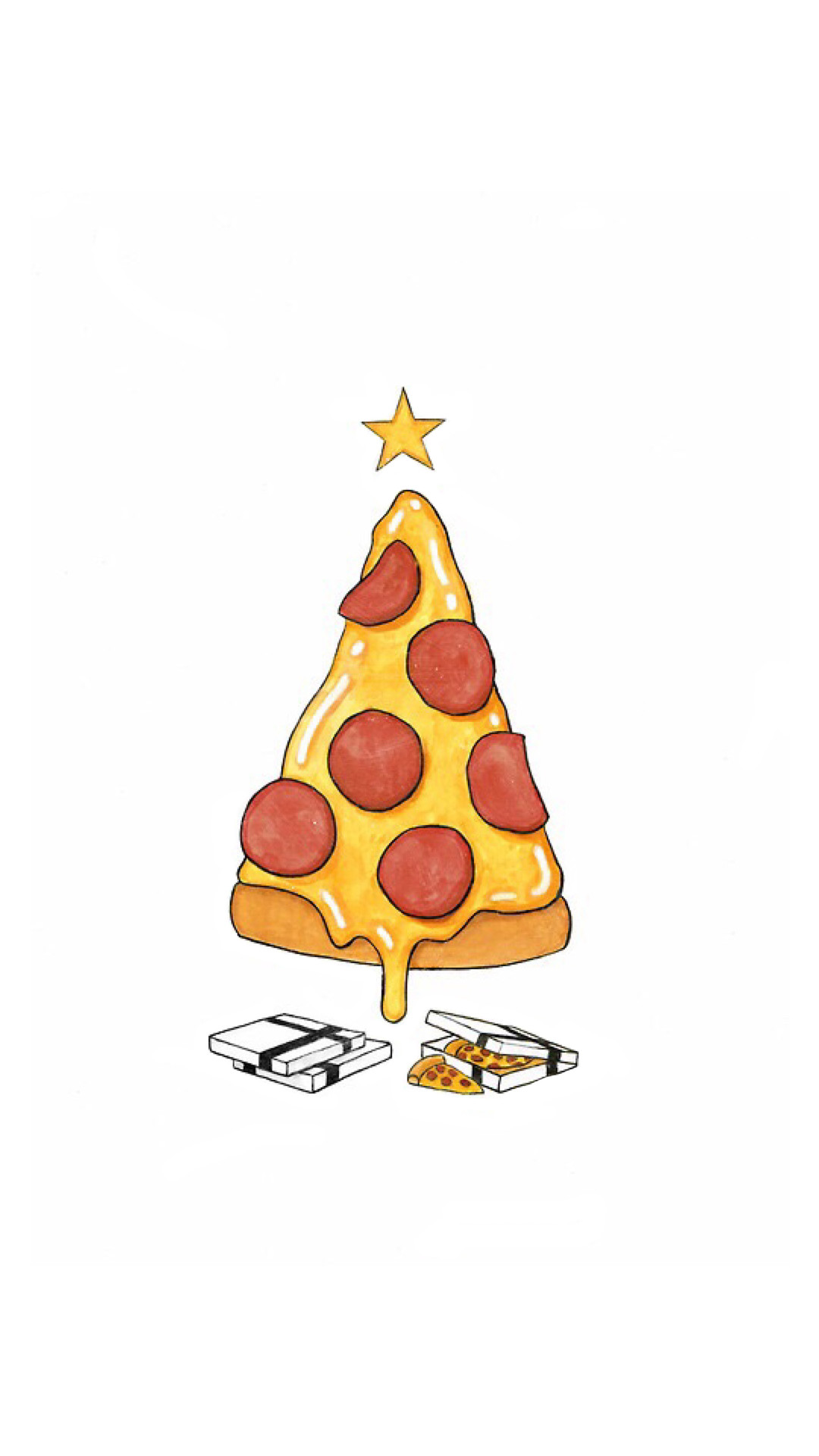 Albero di Natale, Fetta di pizza, Minimalista, Sfondo bianco, 1080x1920, schermata di blocco iPhone