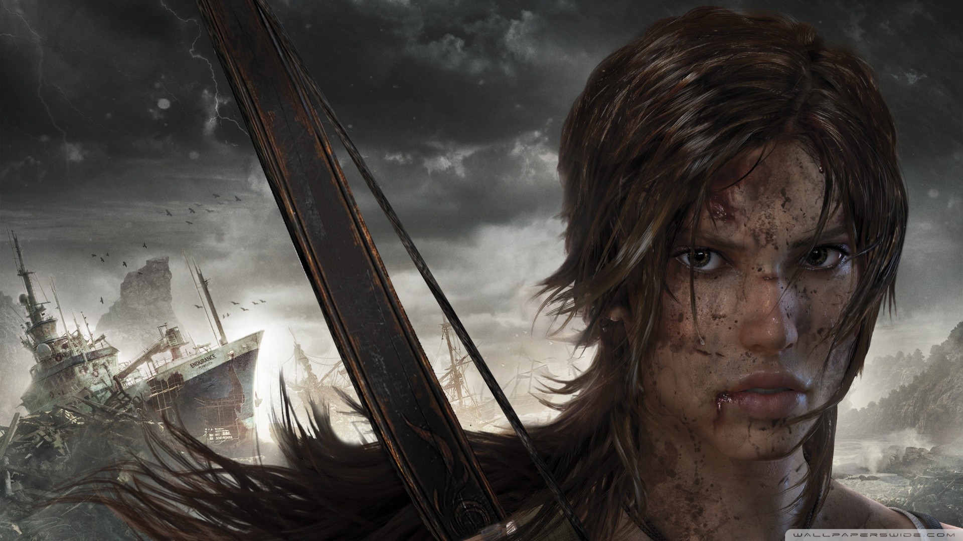 Lara Croft, Tomb Raider (2013), Primo piano, Nave naufragata, 1920x1080, immagine di sfondo