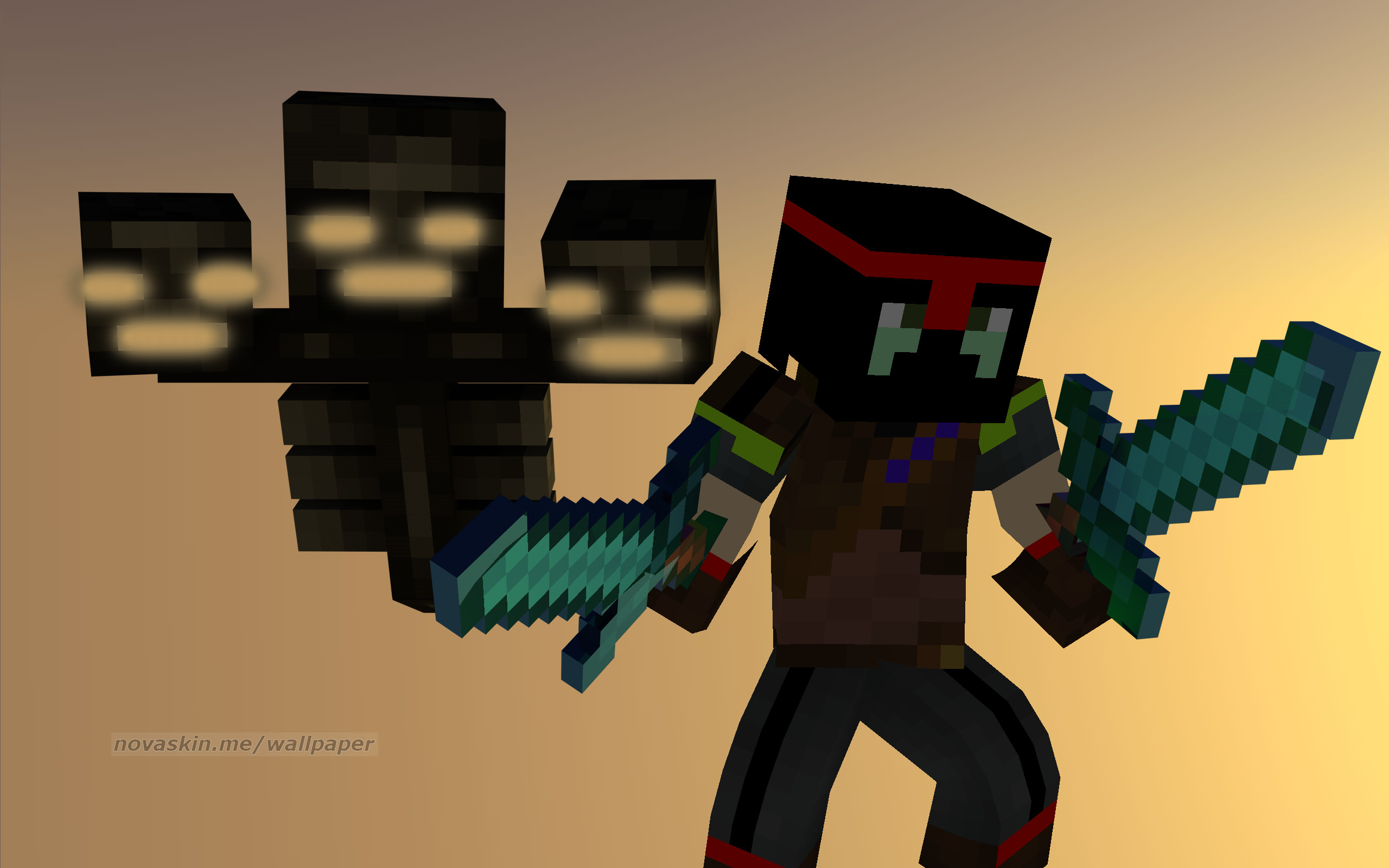 Minecraft, Wither, Spada di diamante, Skin, 2560x1600, immagine di sfondo