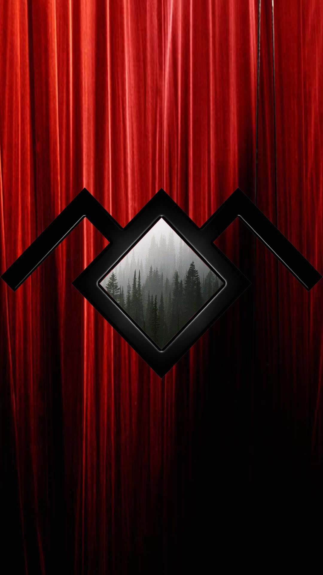 Twin Peaks, Simbolo Owl Cave, Tende rosse, Foresta, wallpaper per iPhone e Android