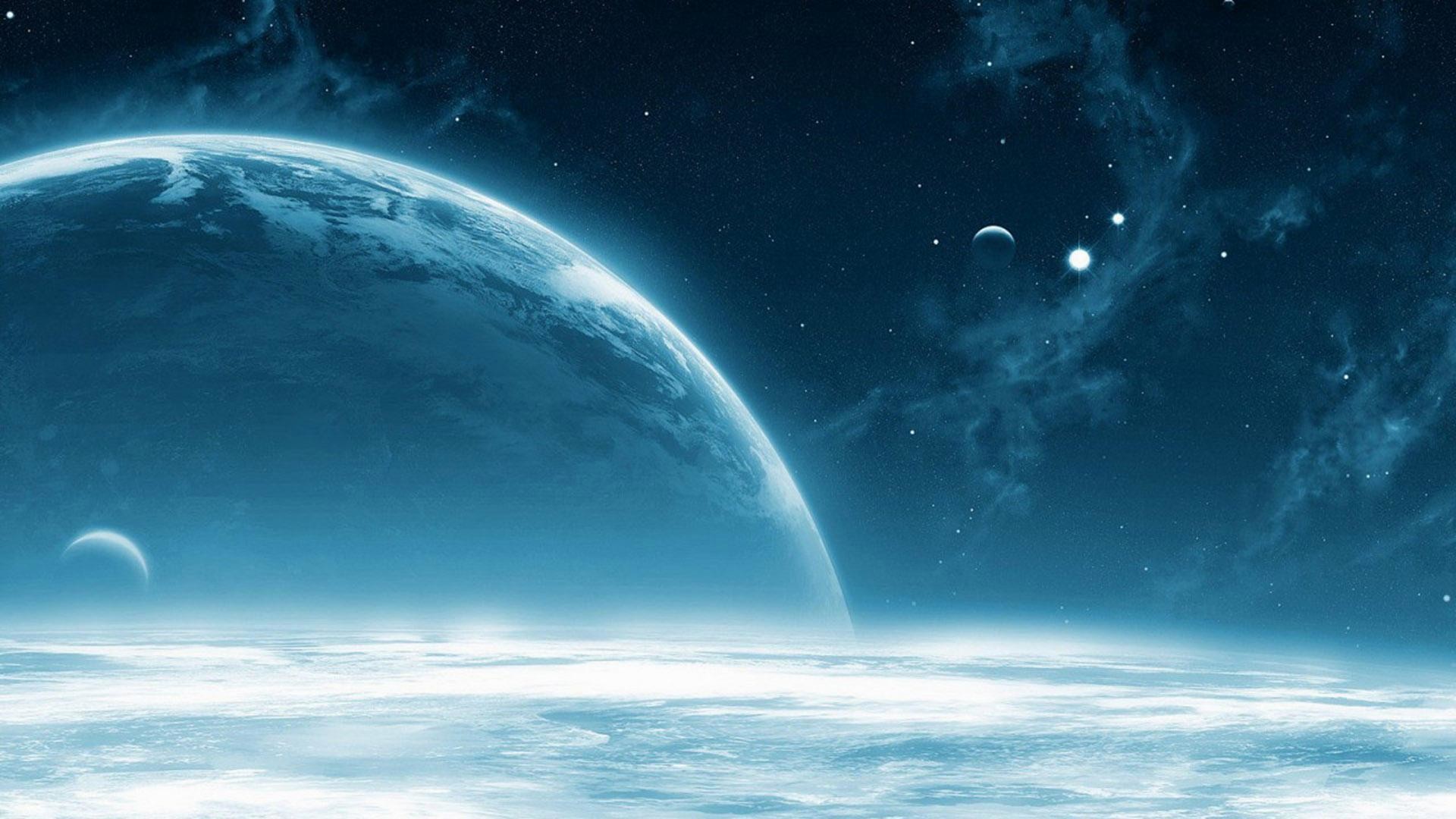 Pianeta, Lune, Arte spaziale, Azzurro, 1920x1080, immagine di sfondo