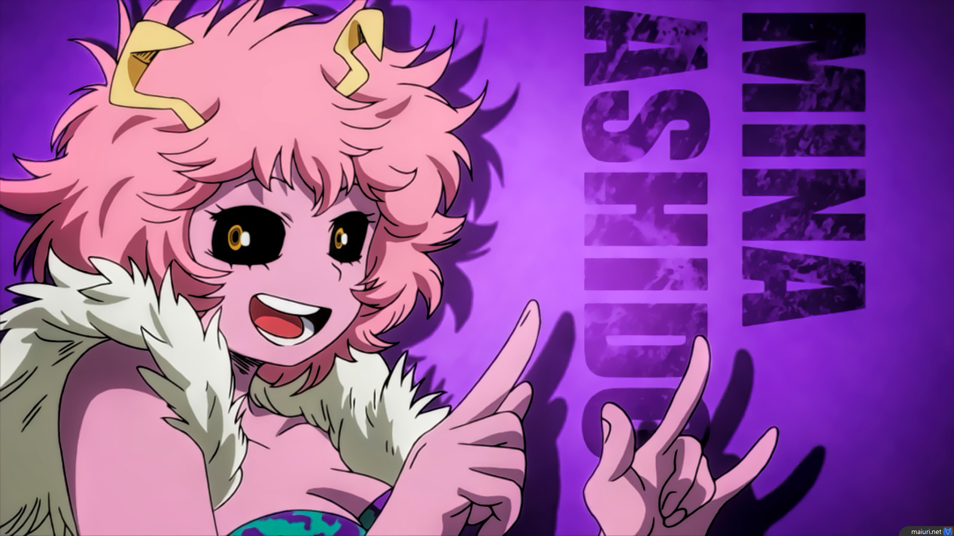 Mina Ashido, My Hero Academia, Viola, Anime, Full HD, sfondo desktop
