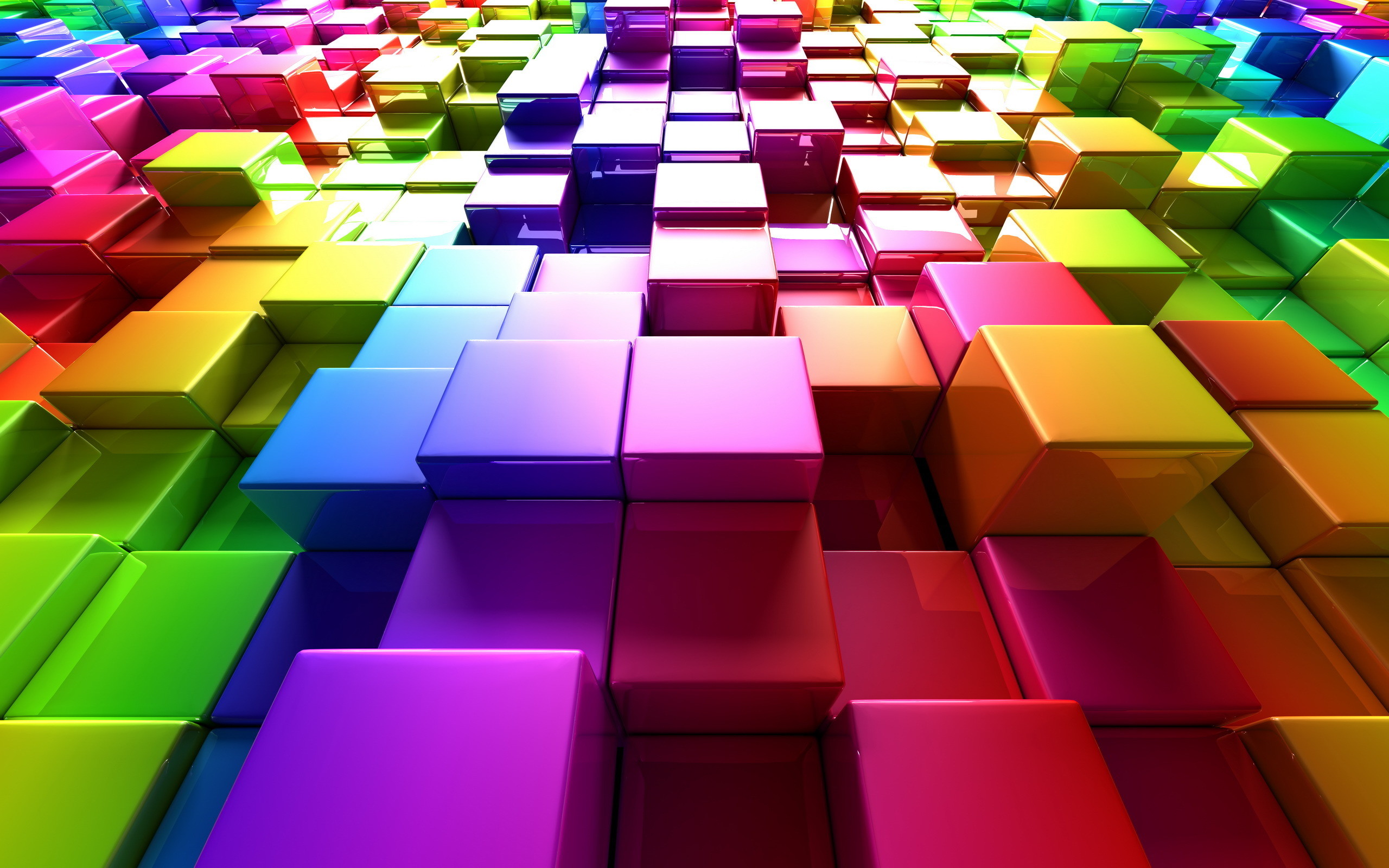 Cubi 3D, Arcobaleno, Rendering 3D, 2K 1600p, sfondo desktop
