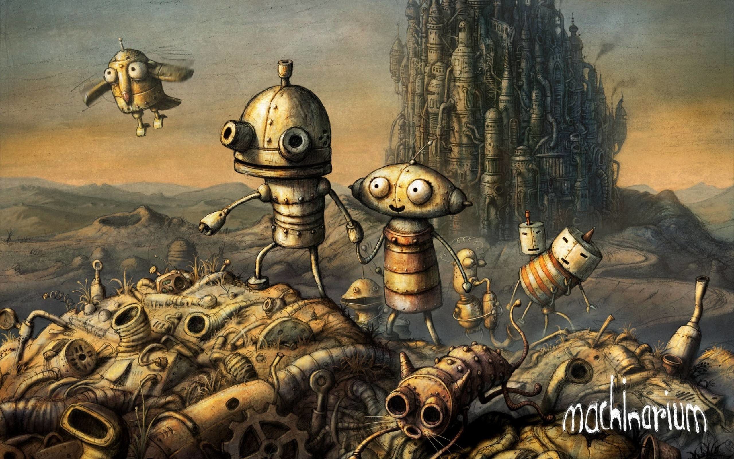Machinarium, Robot, Illustrazione, Città, 2560x1600, sfondo per PC