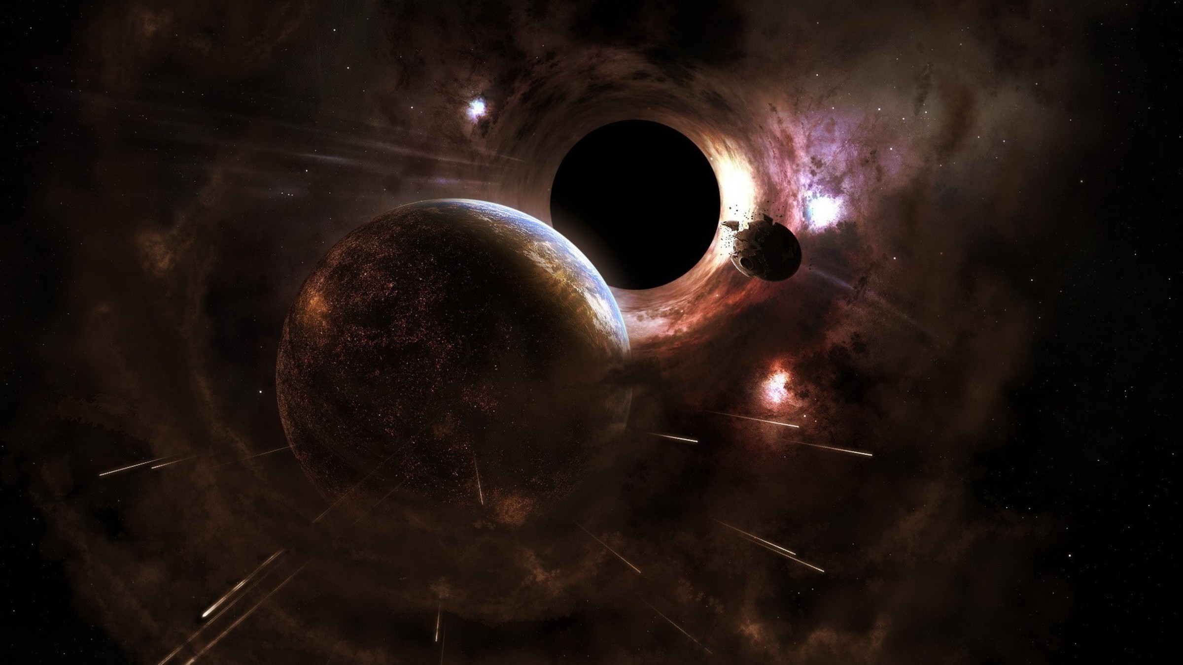 Buco nero, Pianeti, Nebulosa, Spazio, Fantascienza, Full HD, sfondo per portatile