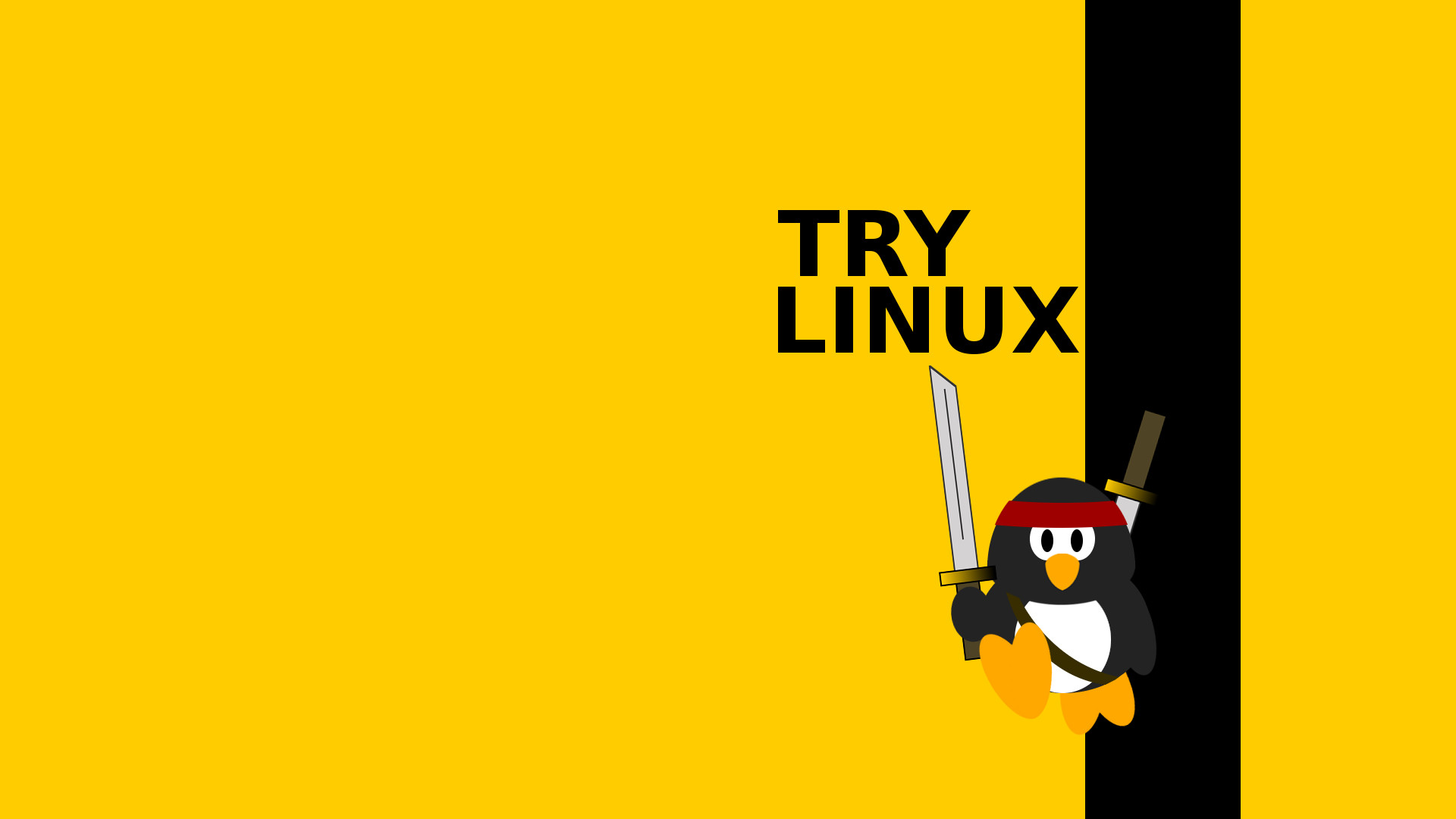 Tux, Linux, Parodia, Kill Bill, Sfondo giallo, Full HD, wallpaper per computer