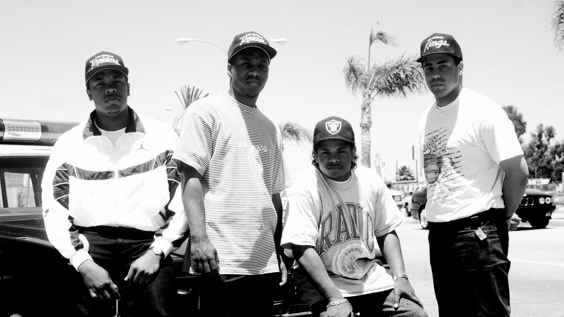 N.W.A, Eazy-E, Ice Cube, Foto di gruppo, Bianco e nero, 1920x1080, immagine di sfondo