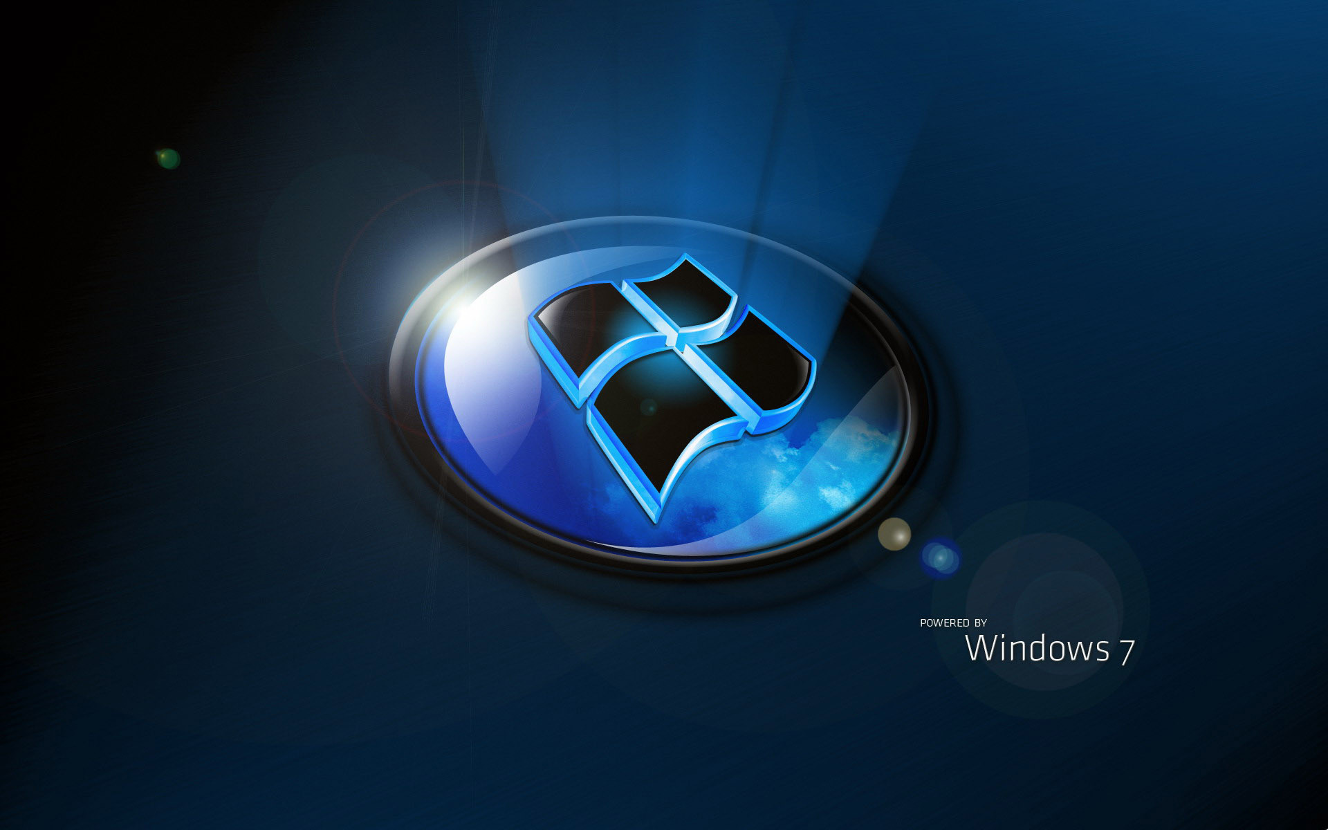 Windows 7, Pulsante Start, Sfondo blu, Full HD, wallpaper per PC