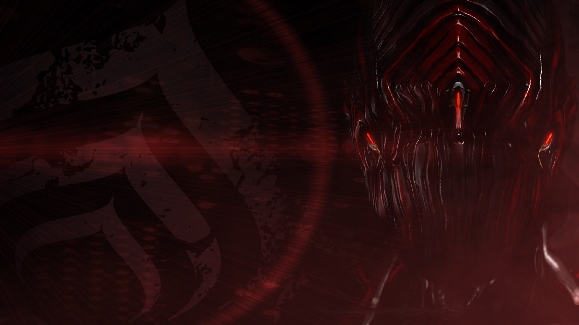 Warframe, Rosso, Sfondo scuro, Simbolo, 1920x1080, wallpaper desktop