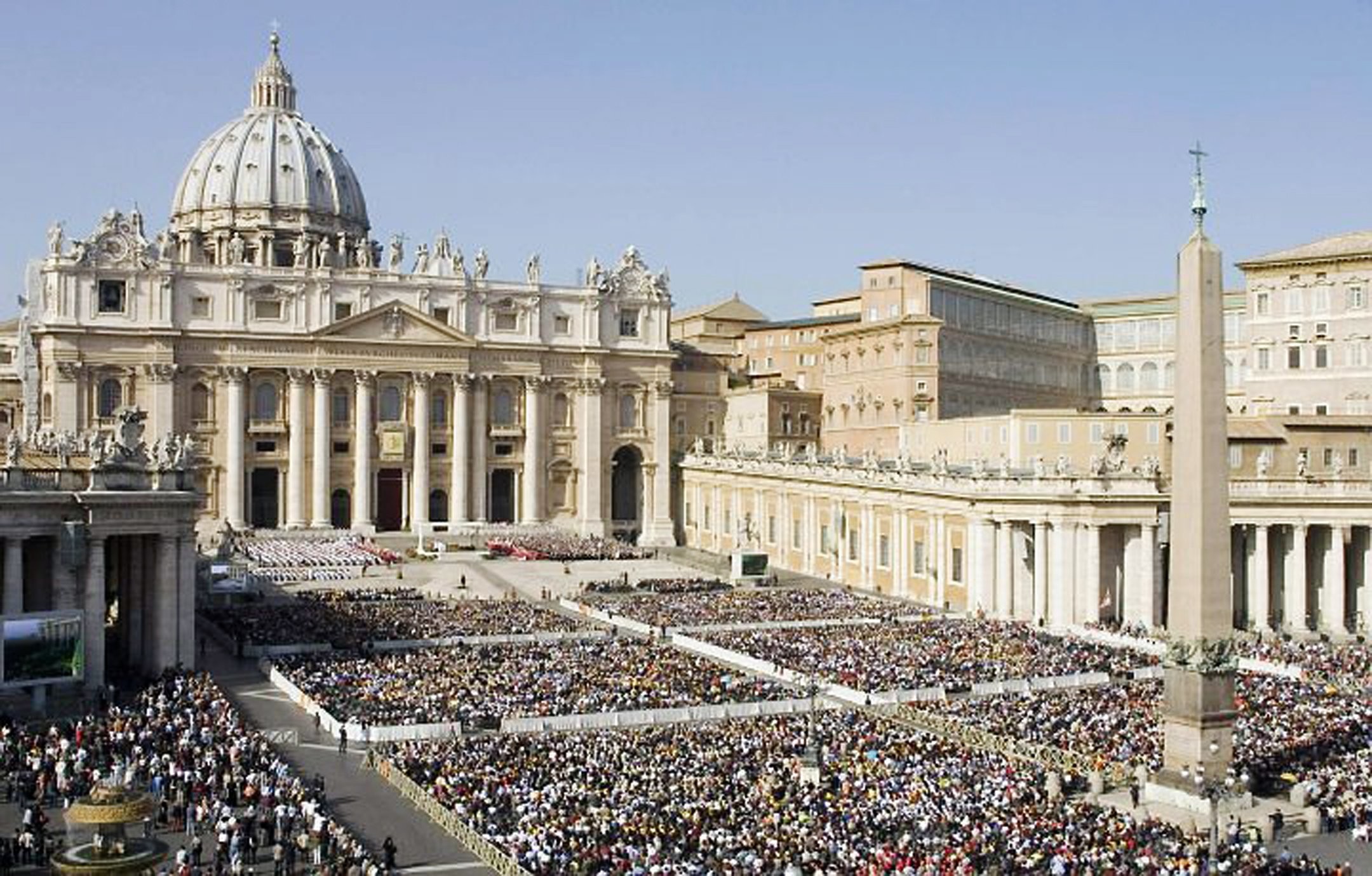 Basilica di San Pietro, Piazza San Pietro, Città del Vaticano, Folla, Obelisco, sfondo per PC
