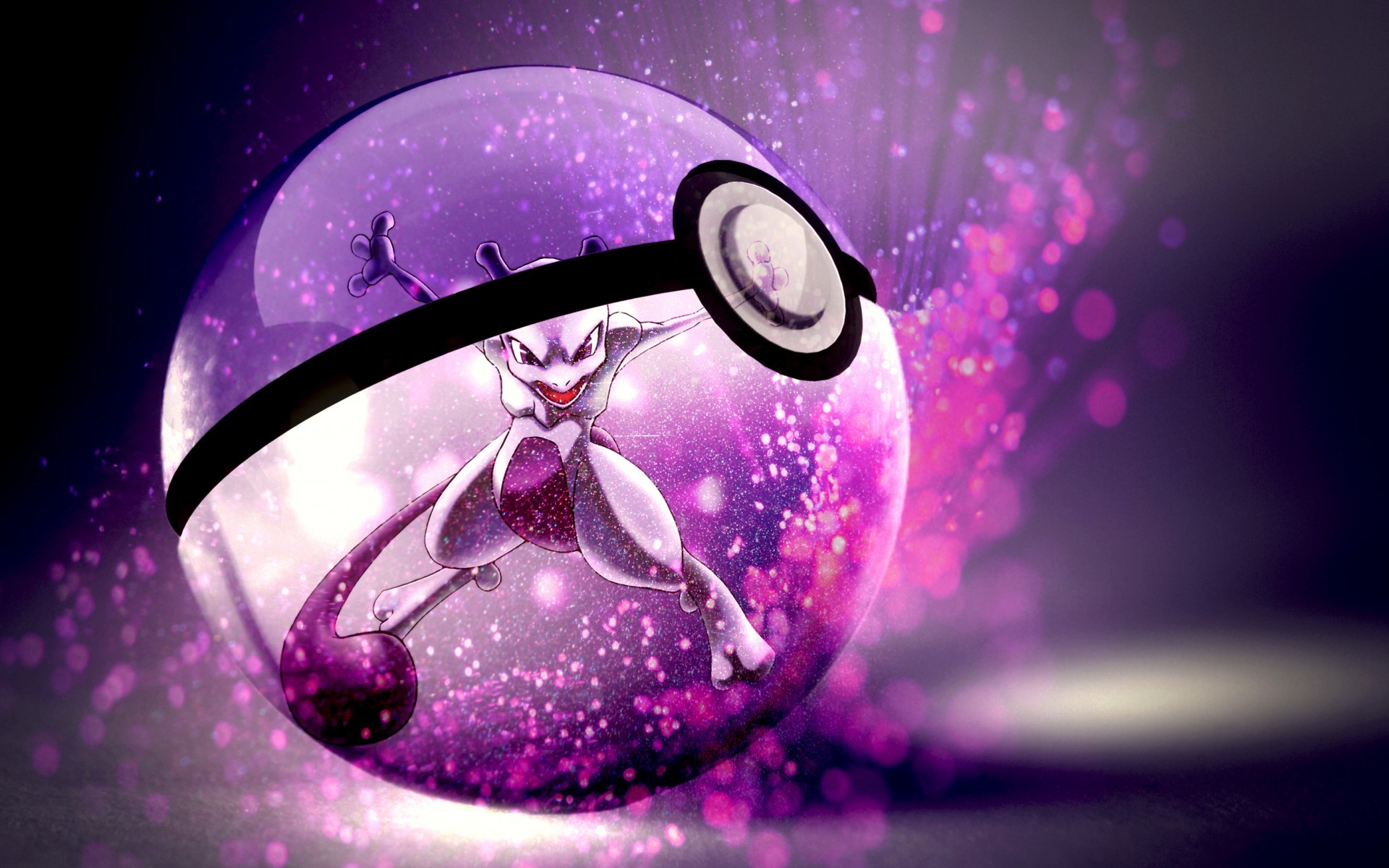 Poké Ball, Mewtwo, Pokémon, Sfera di vetro, Viola, Full HD, sfondo per PC e portatile